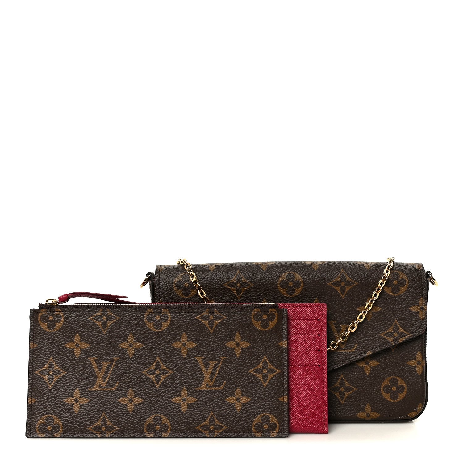 Monogram Pochette Felicie Chain Wallet Fuchsia