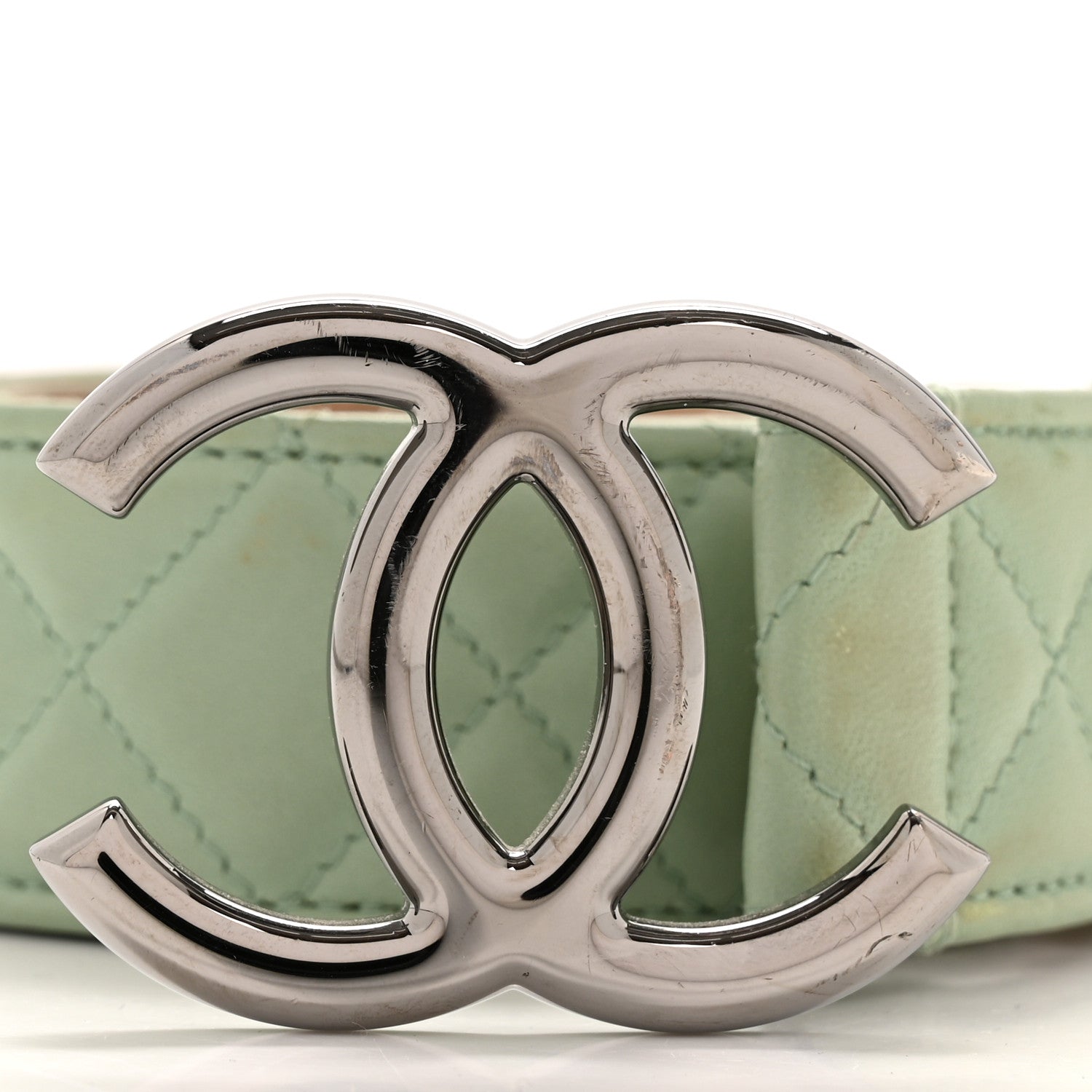 Lambskin Quilted CC Belt 80 32 Green