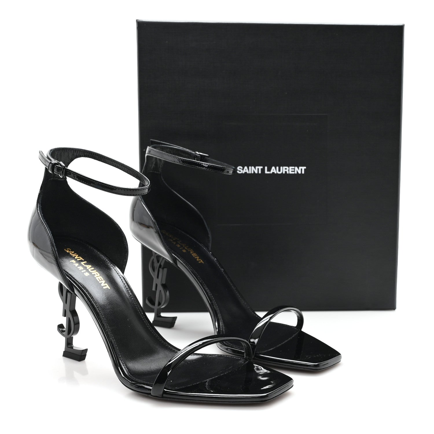 Patent Calfskin Opyum 85 Sandals 39.5 Black