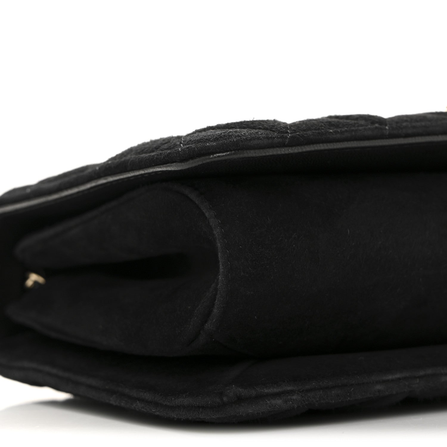 Suede Quilted Crystal Pearl CC Flap Black