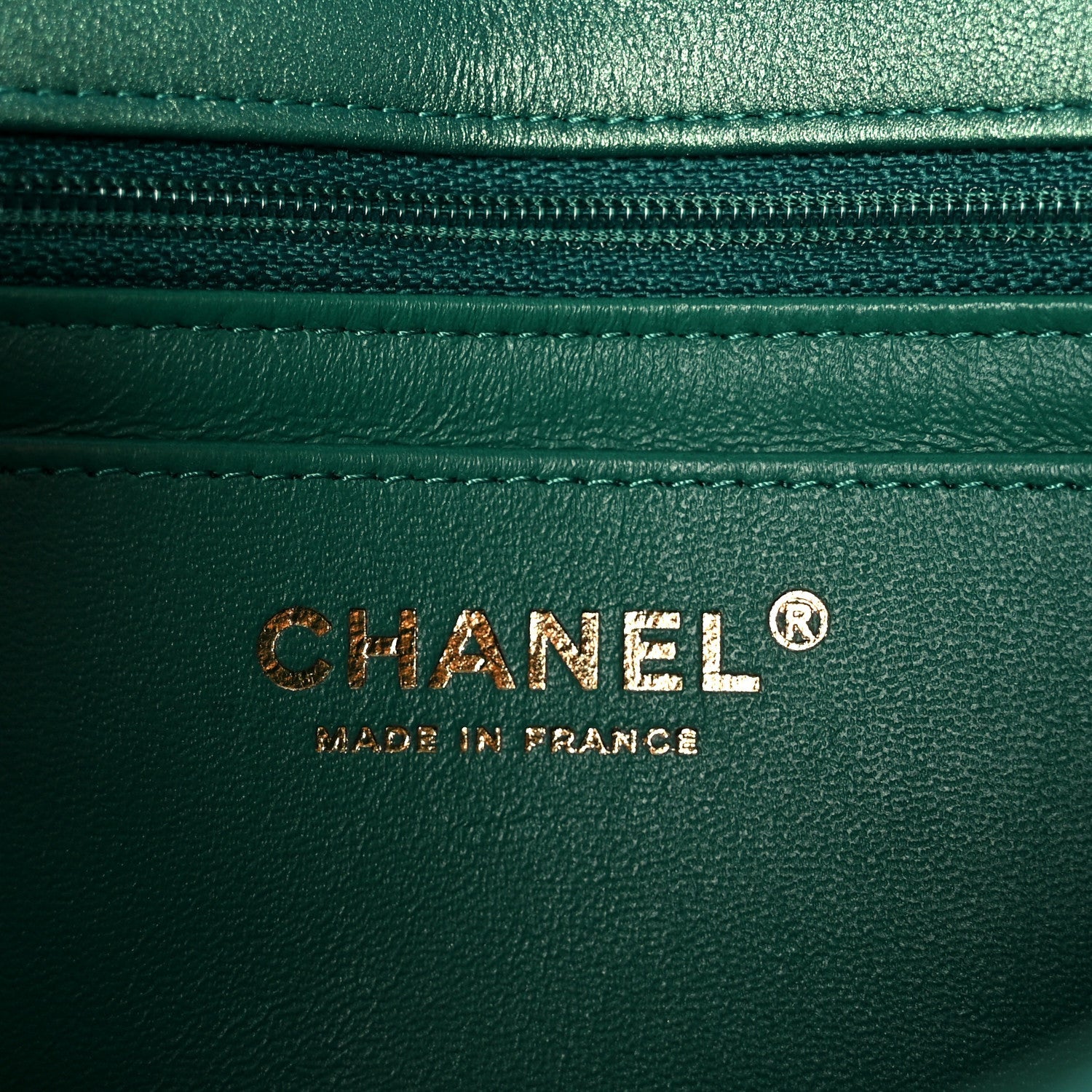 Iridescent Lambskin Quilted Mini Rectangular Flap Green