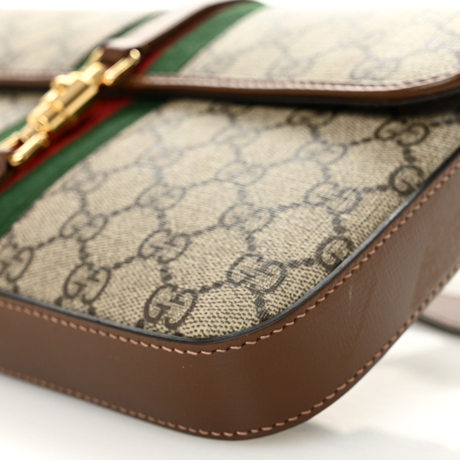 GG Supreme Monogram Azalea Calfskin Web Jackie 1961 Belt Bag 100 40 Beige Ebony Brown Sugar