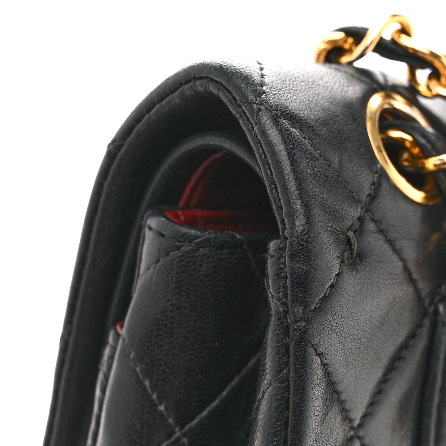 Lambskin Quilted Small Double Flap Black