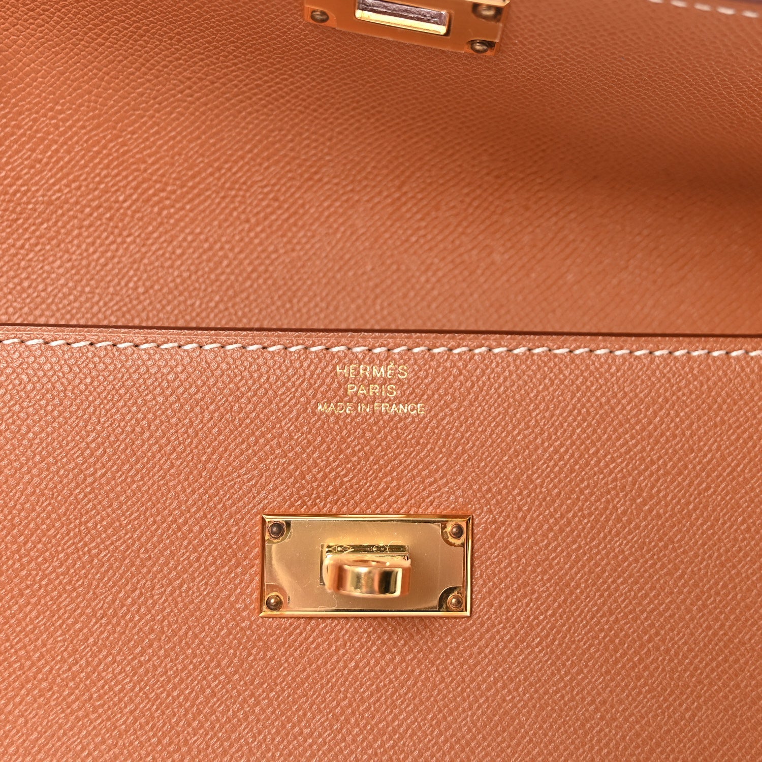 Madame Calfskin Kelly Pocket Long Wallet Gold