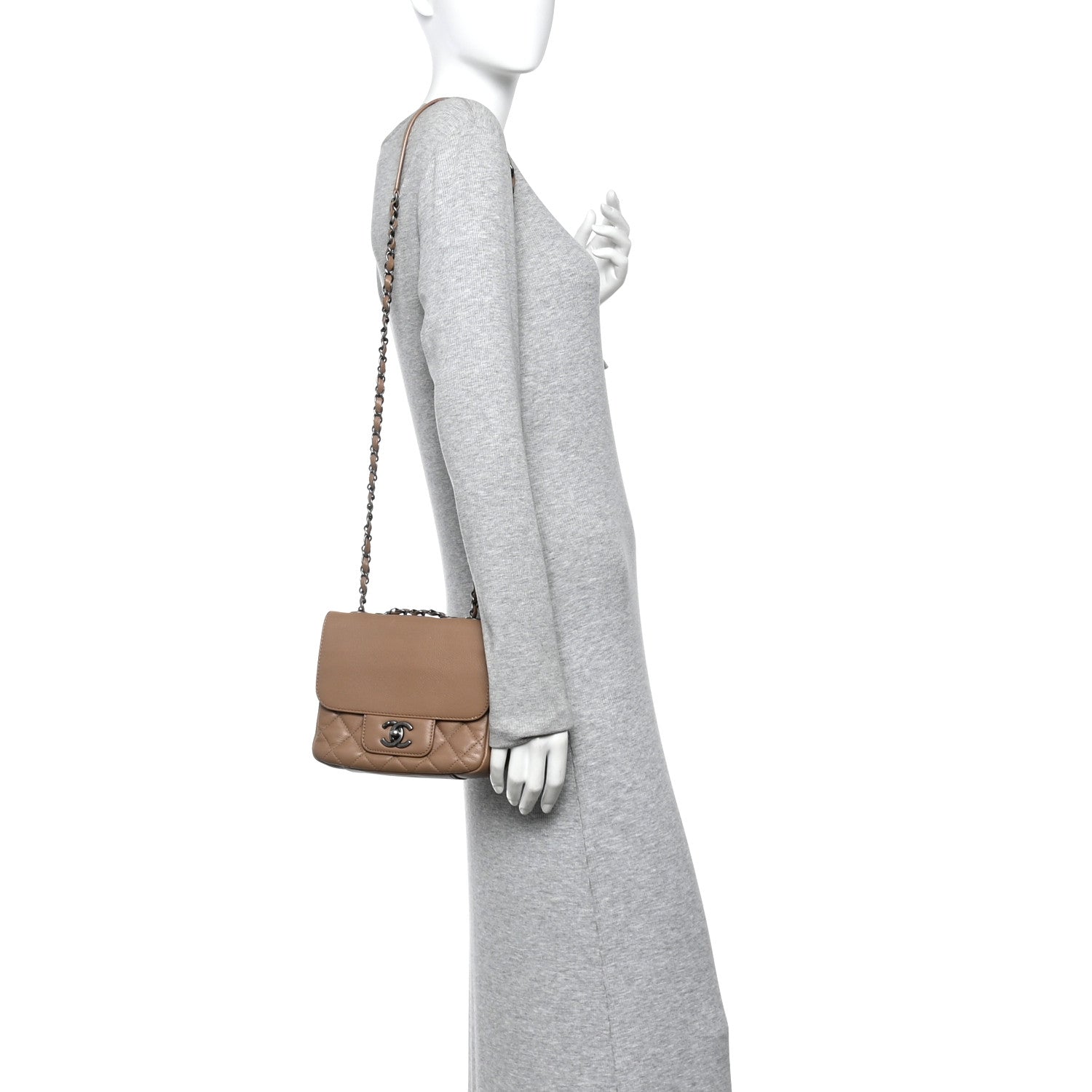 Caviar Quilted Mini All About Flap Bag Brown
