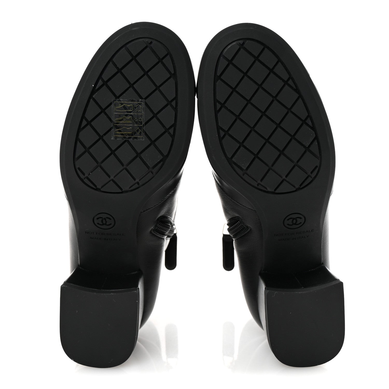 Stretch Lambskin Cap Toe CC Short Boots 35 Black