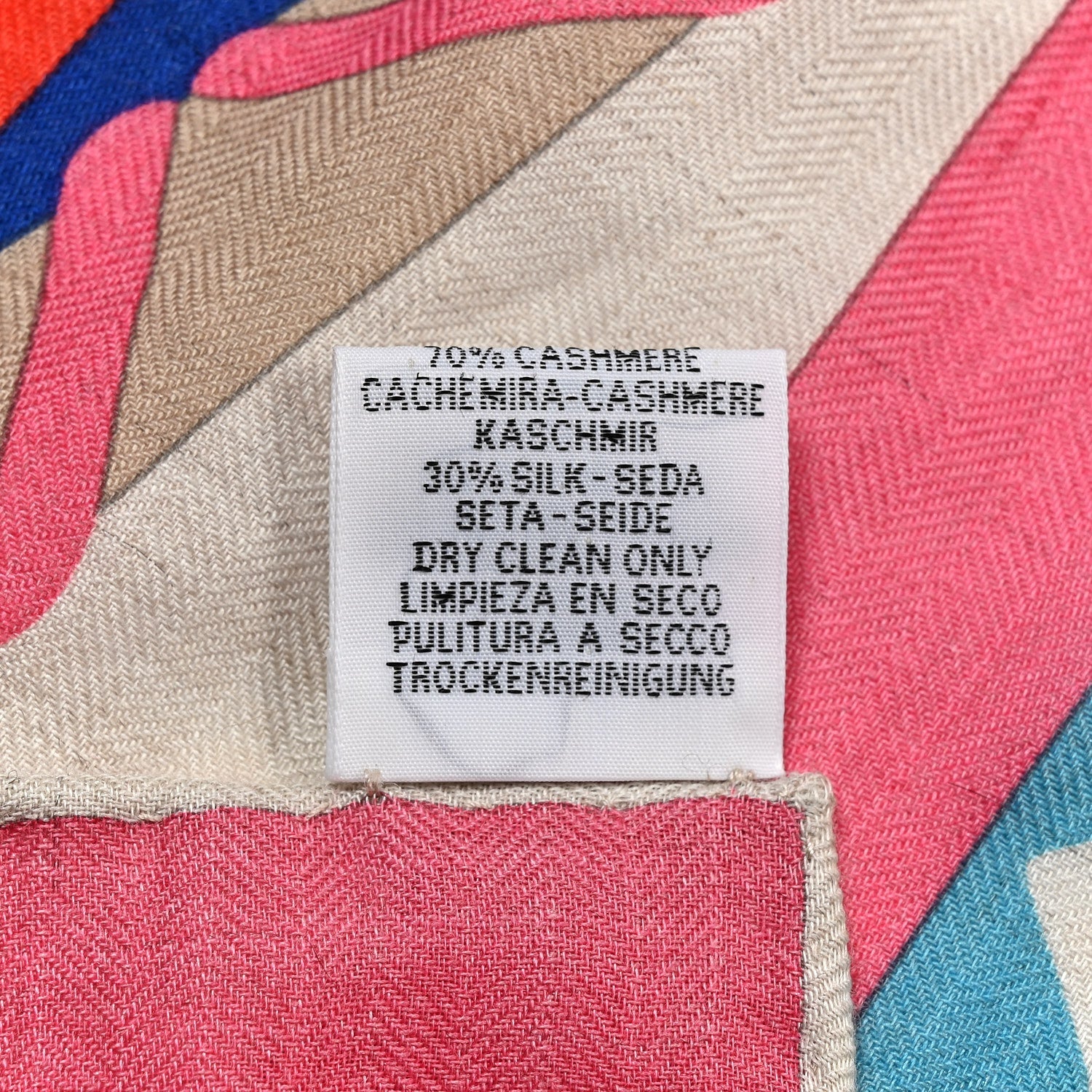 Cashmere Silk Fantaisie D'etriers Shawl 140 Rose Bonbon Naturel Bleu