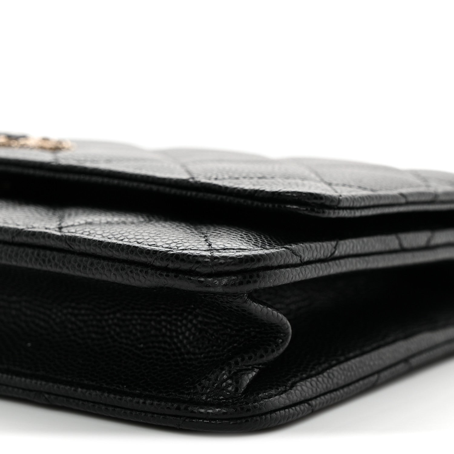 Caviar Quilted Crystal CC Wallet On Chain WOC Black