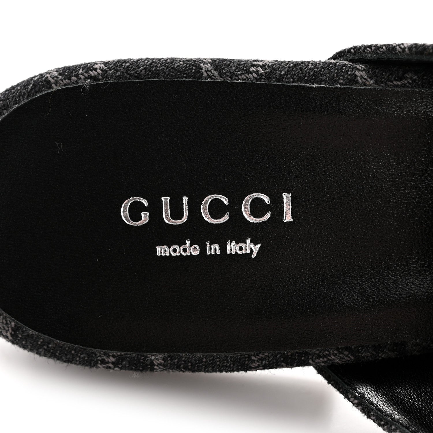 New Denim GG Malaga Kid Womens Princetown Slippers 36 Grey Black