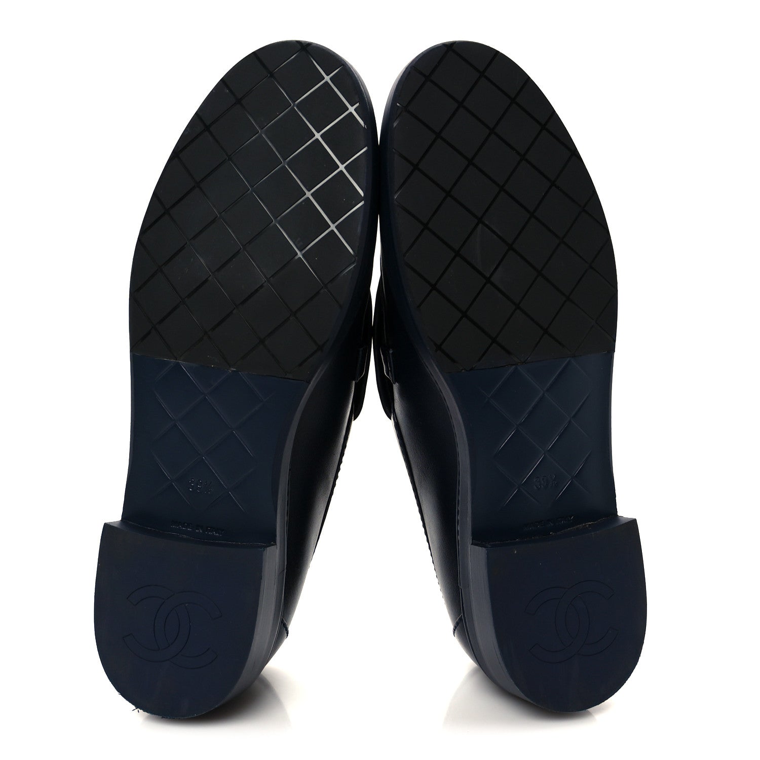 Lambskin Quilted CC Turnlock Loafers 39.5 Navy