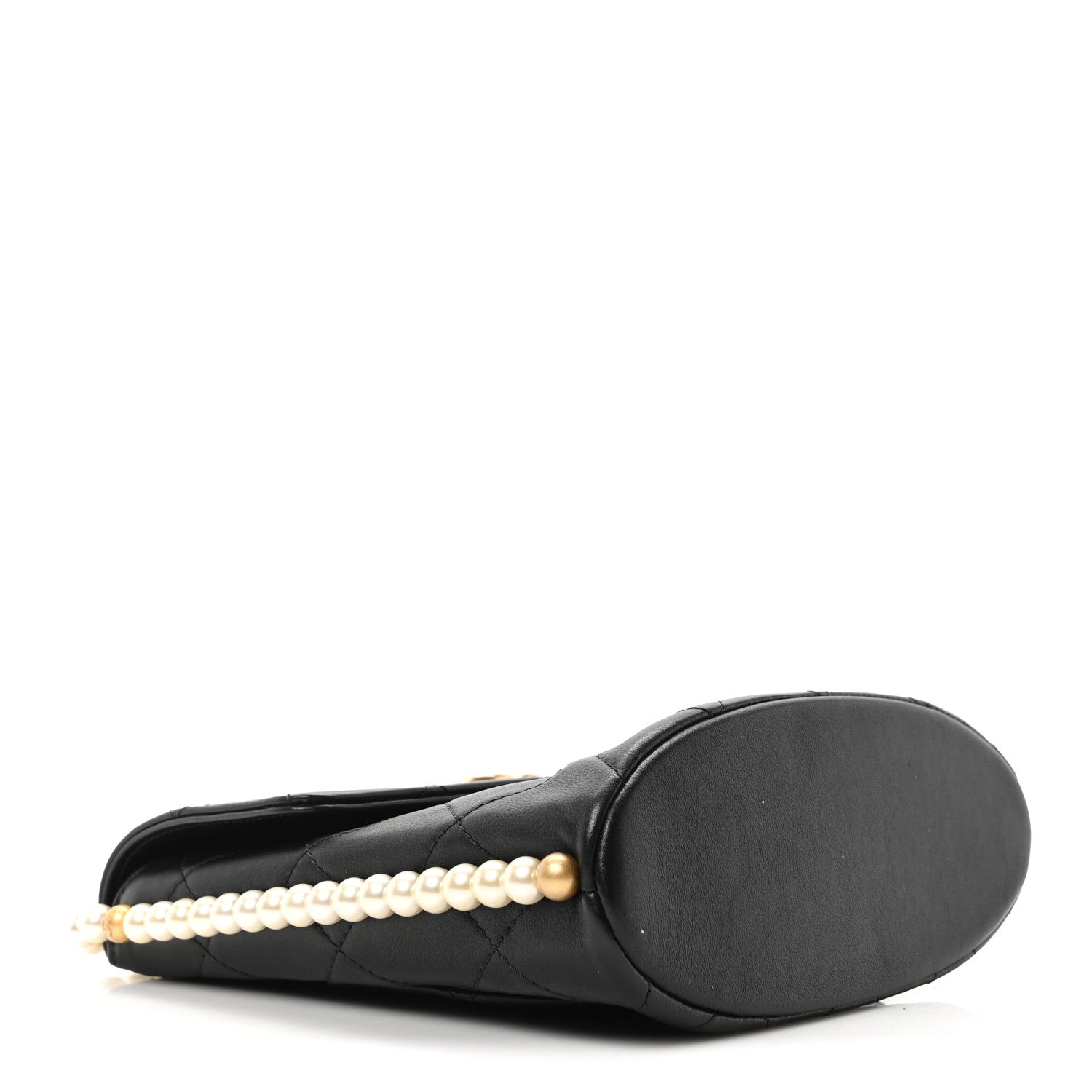 Calfskin Quilted Pearl Small About Pearls Hobo Bag Black