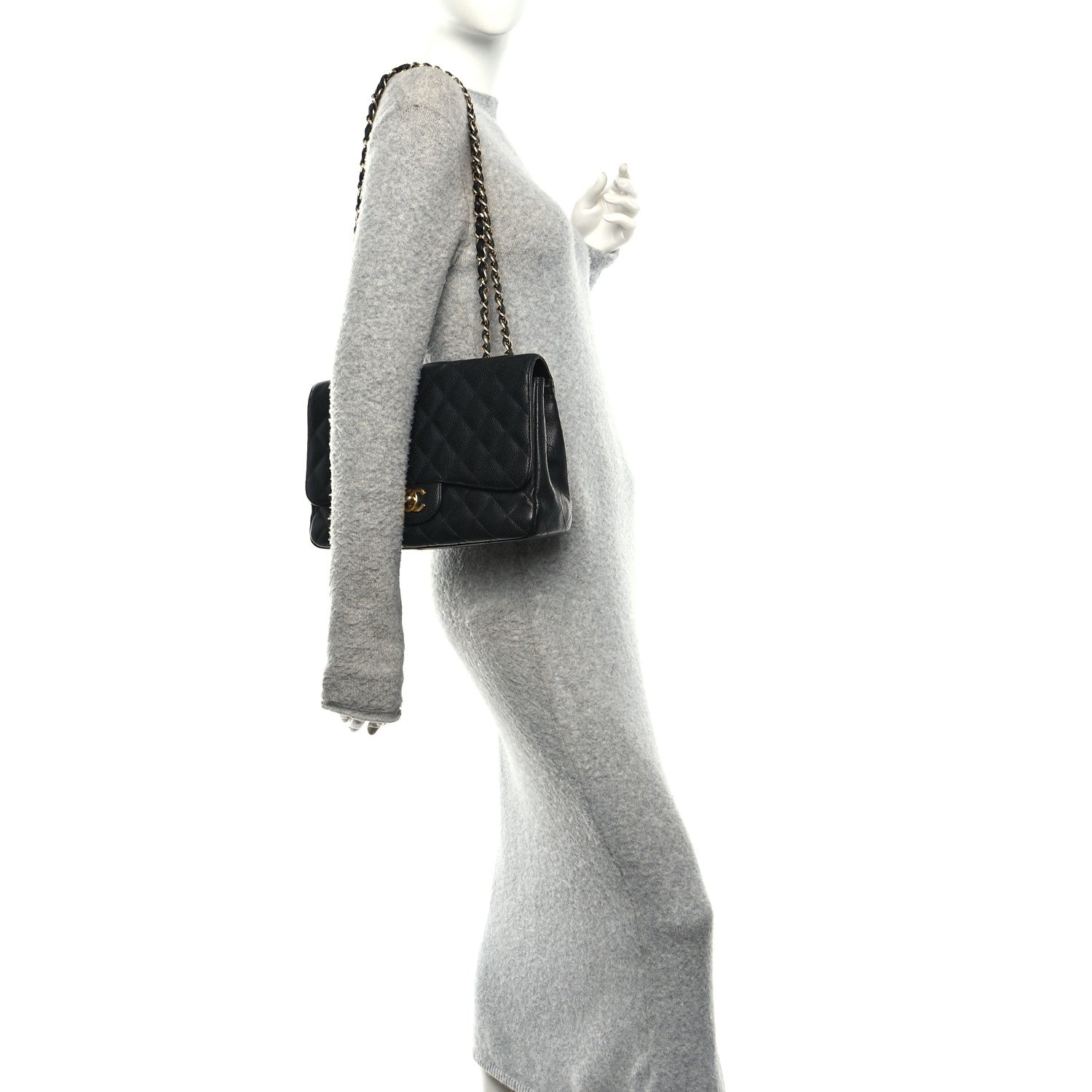 Caviar Quilted Jumbo Single Flap Black