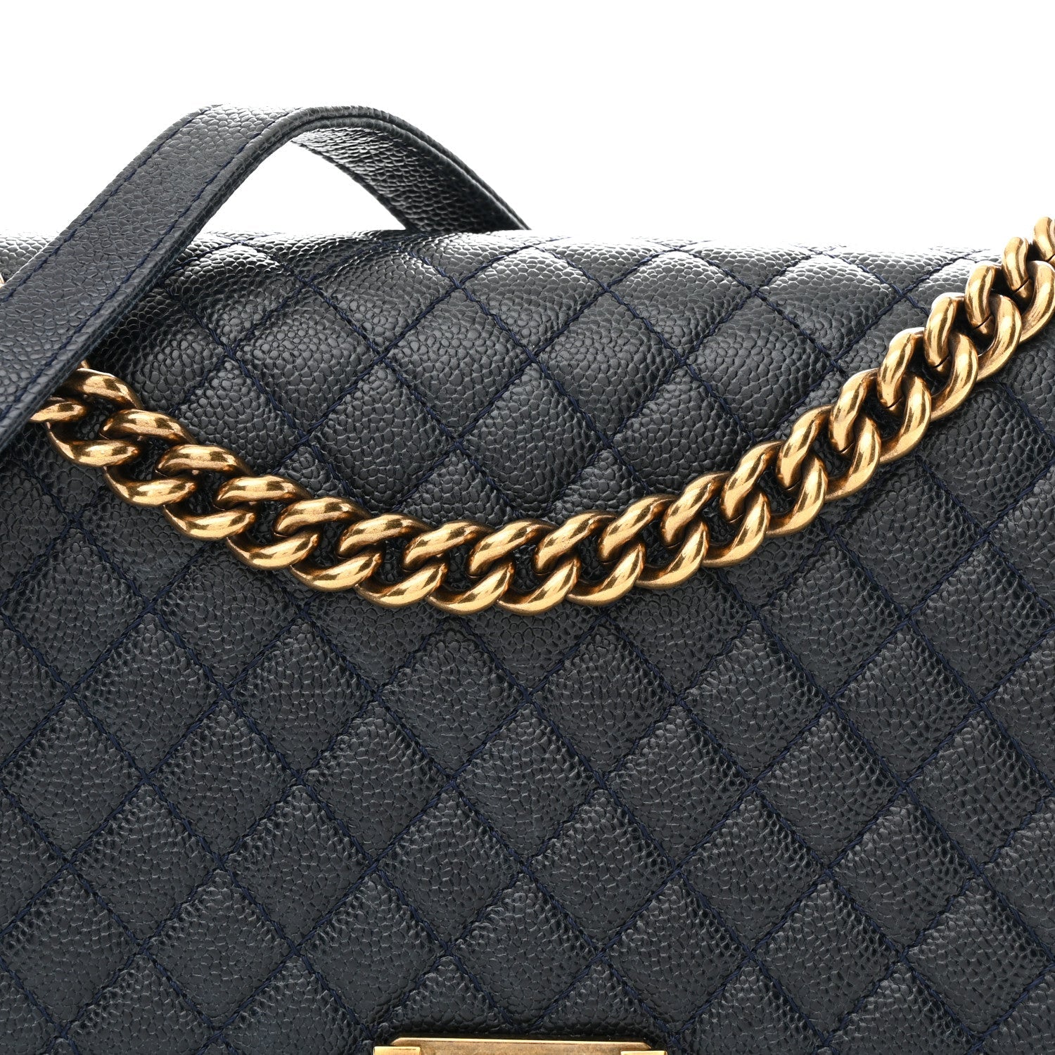 Caviar Quilted New Medium Boy Flap Navy