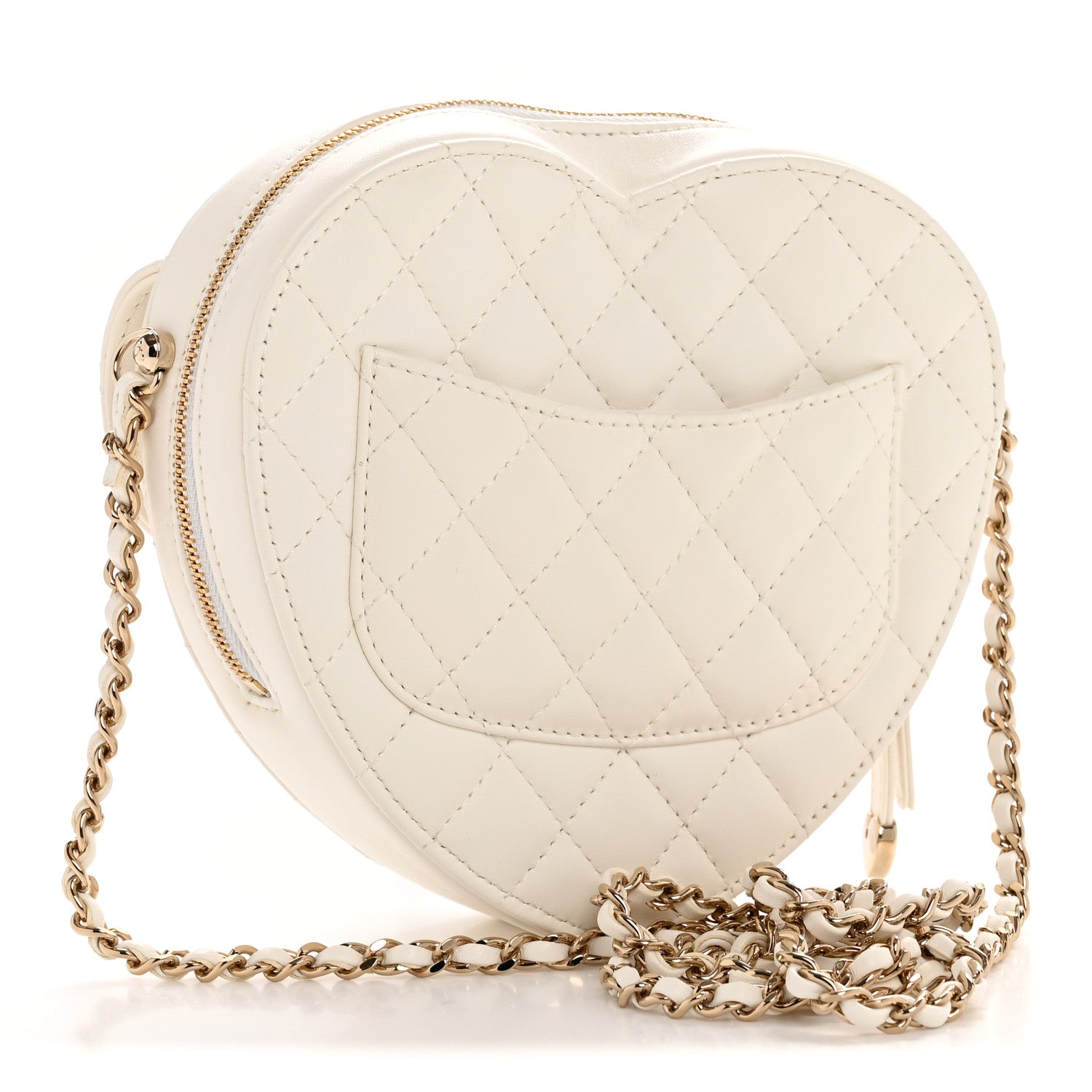 Lambskin Quilted CC In Love Heart Bag White