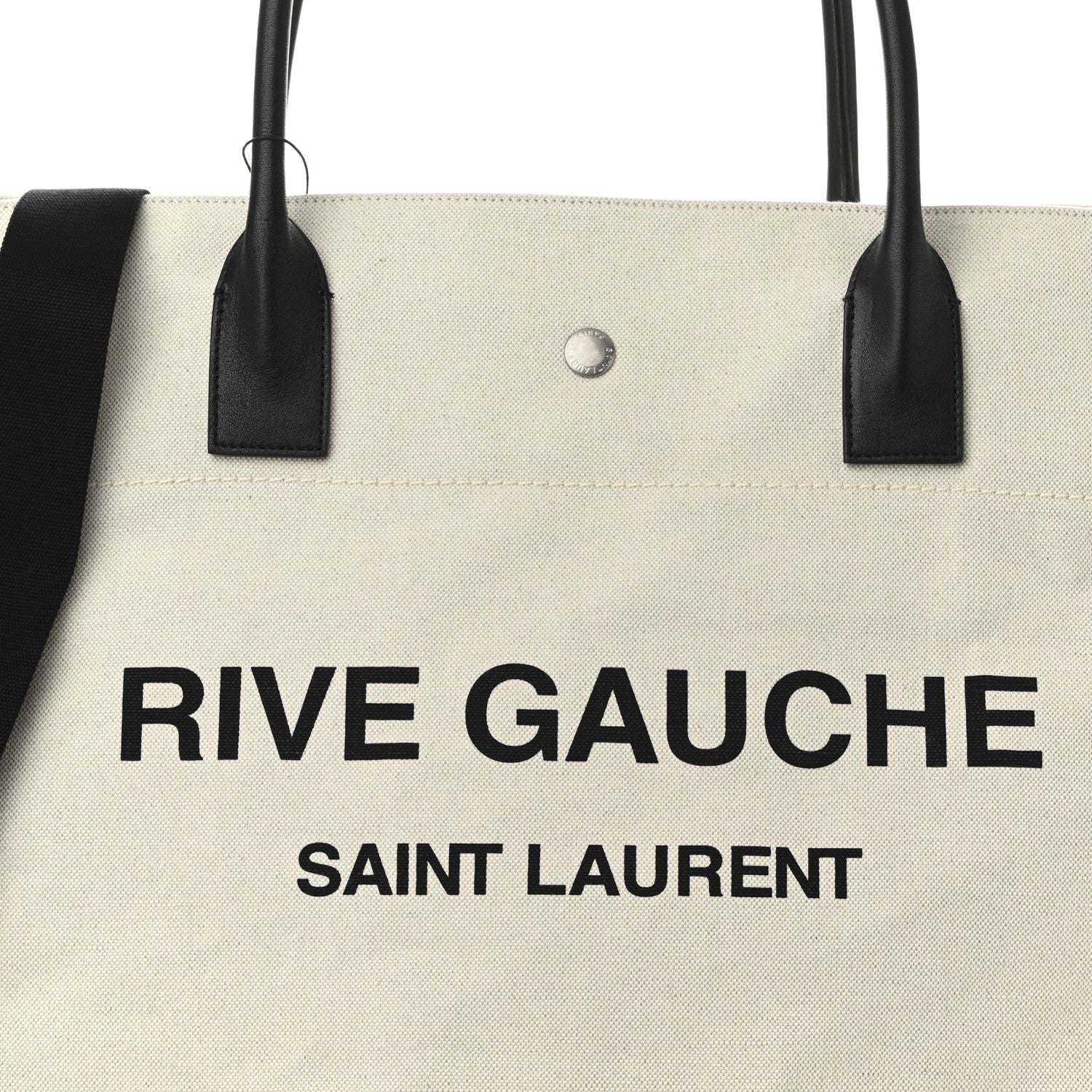 Linen Calfskin Rive Gauche Maxi Tote  Grege et Noir