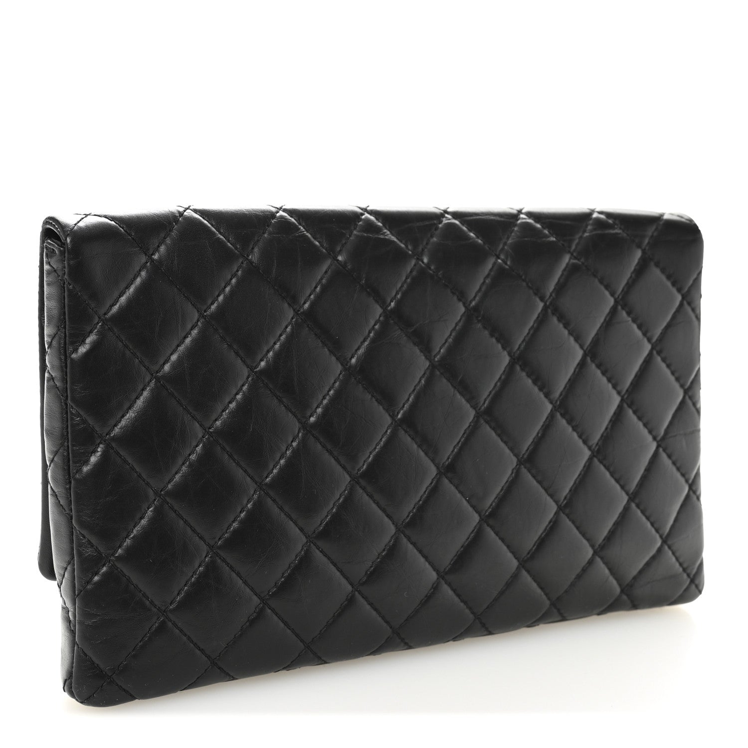 Aged Calfskin Quilted Reissue 2.55 Clutch Black
