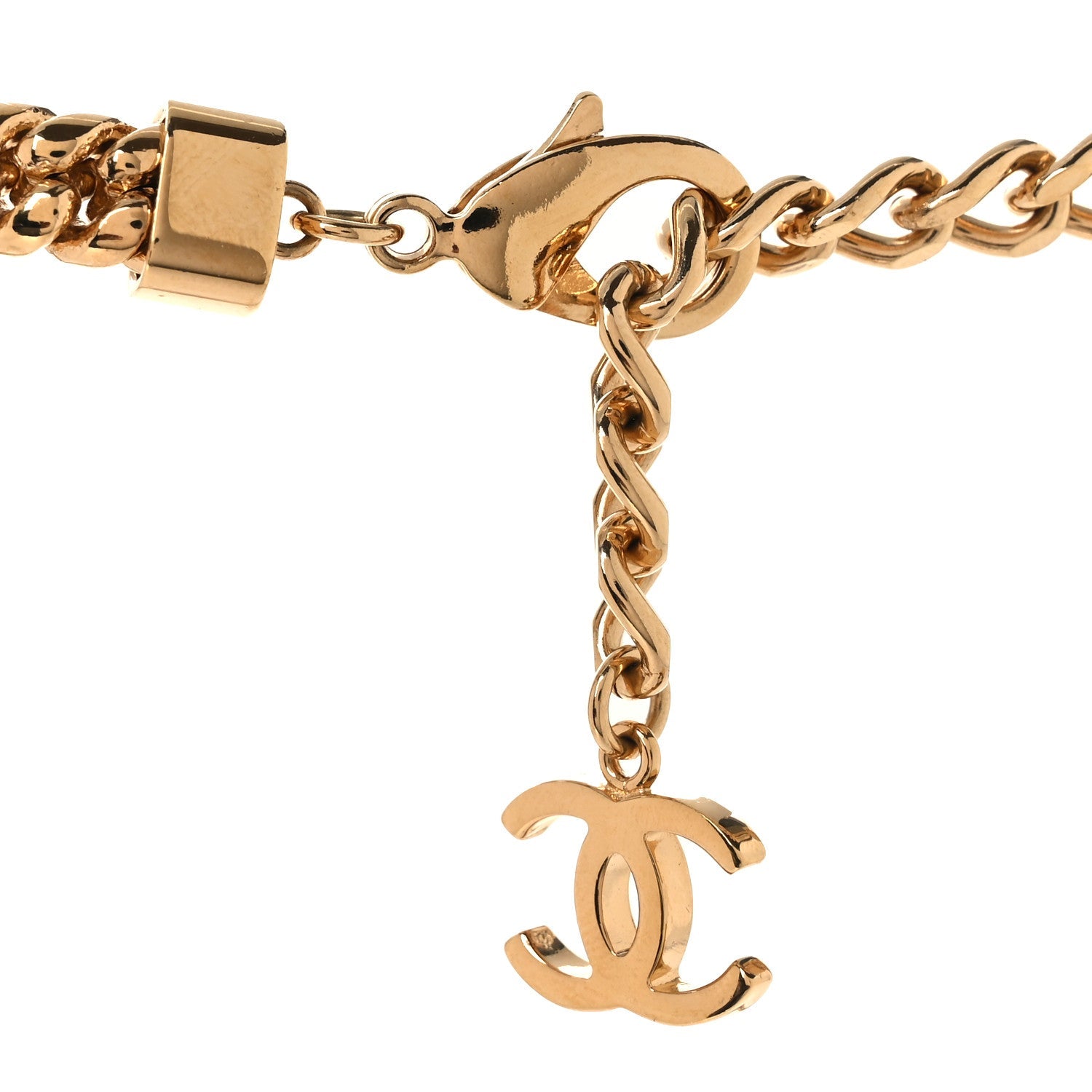 Metal Enamel CC Chain Choker Necklace Gold Black