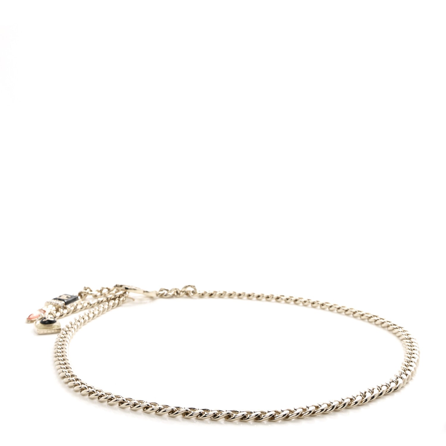 Metal Resin Crystal CC Lipstick Chain Belt 85 Gold Pink Black