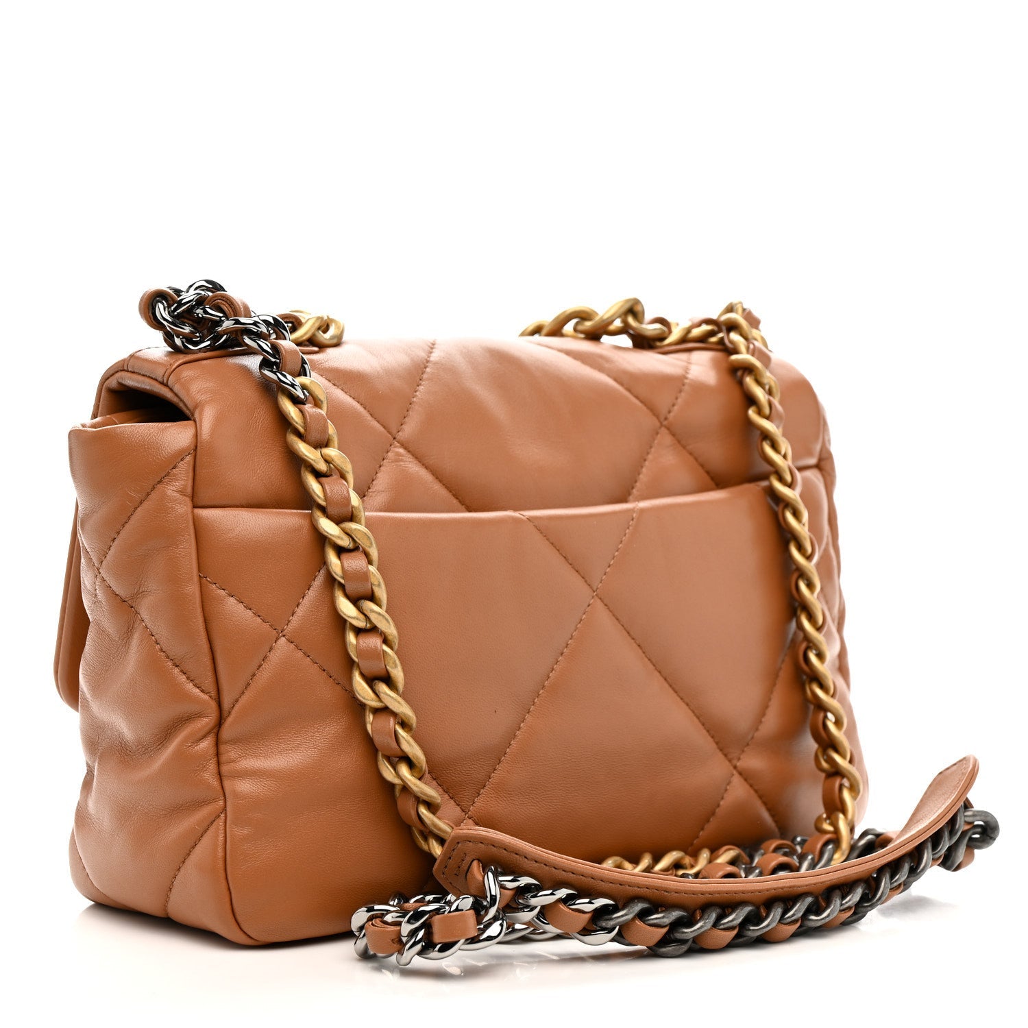 Lambskin Quilted Medium Chanel 19 Flap Brown