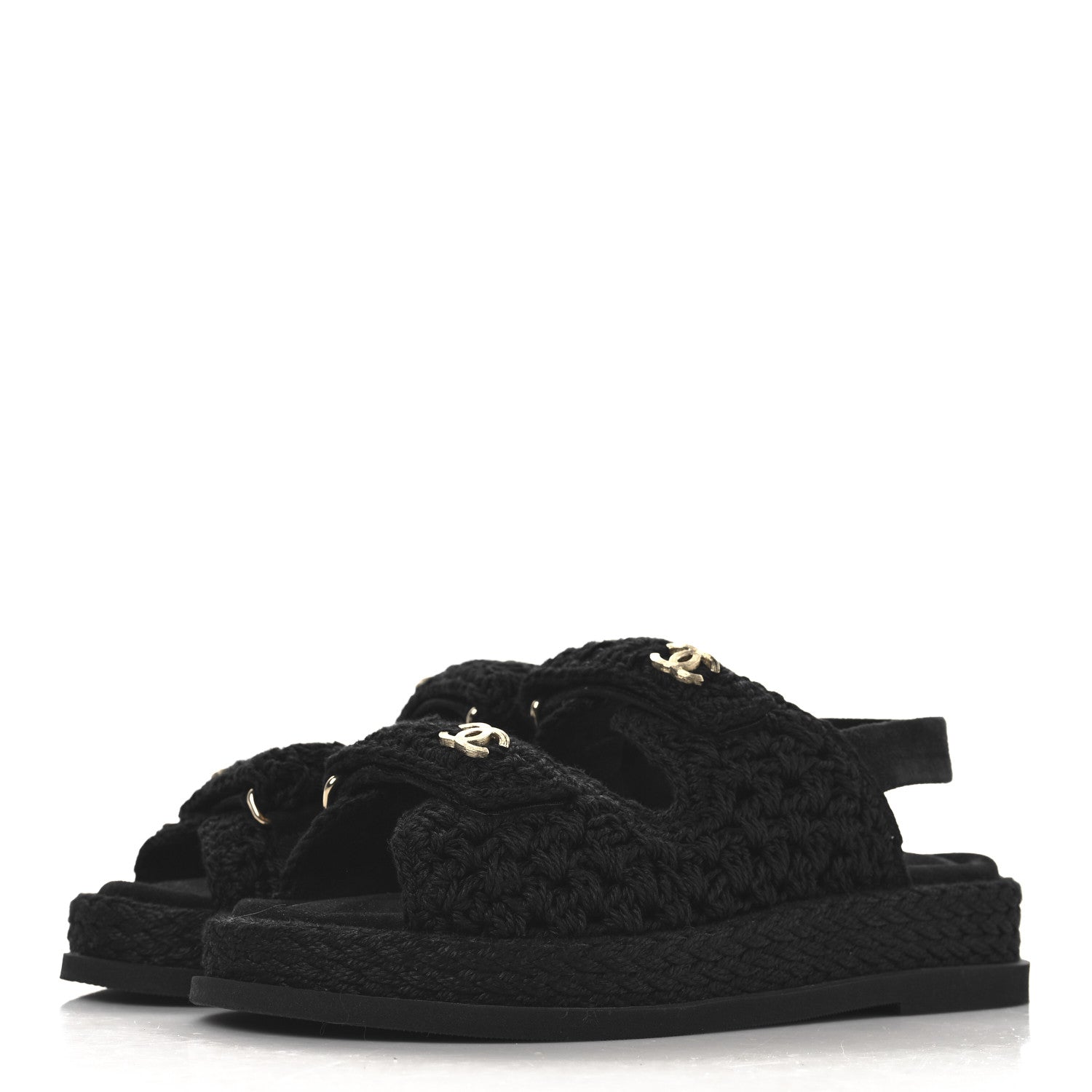Crochet Velcro Dad Sandals 36 Black