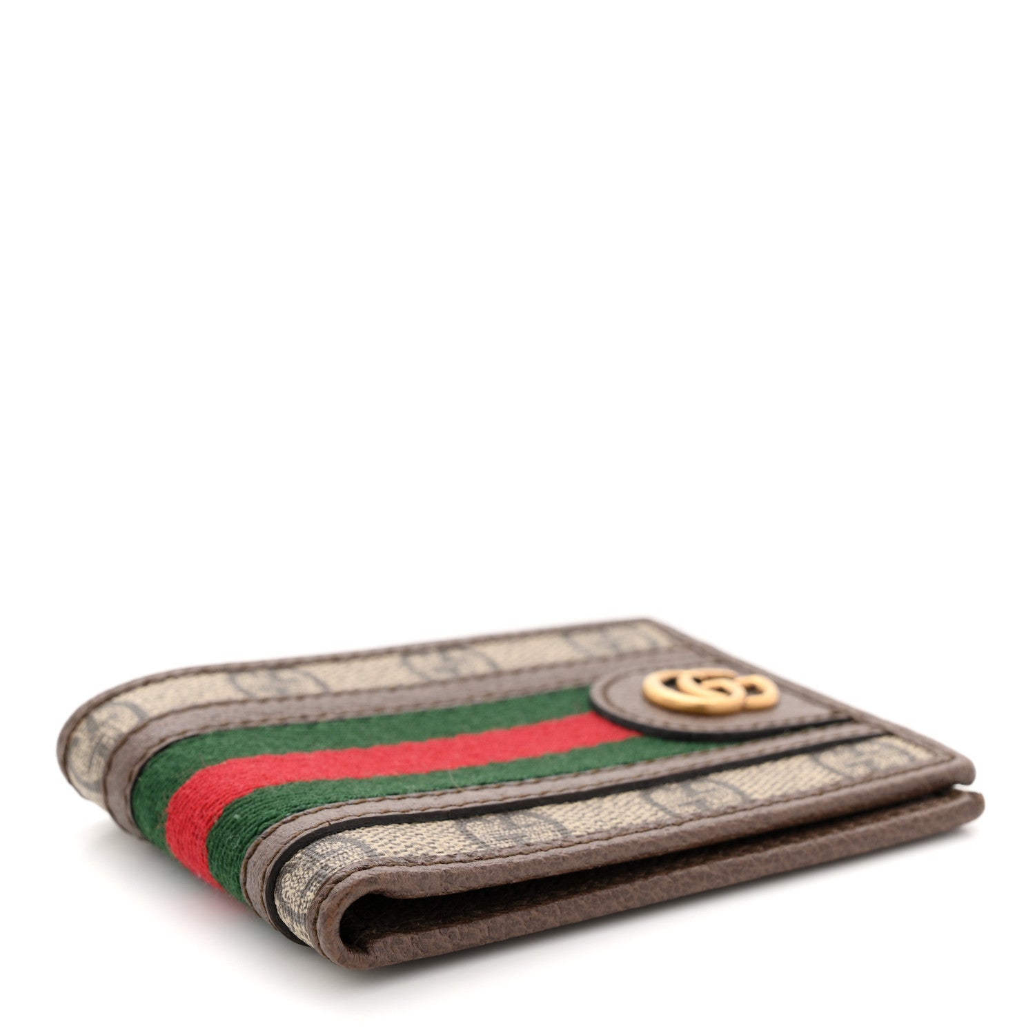 GG Supreme Monogram Web Mens Ophidia Bi-Fold Coin Wallet Beige New Acero