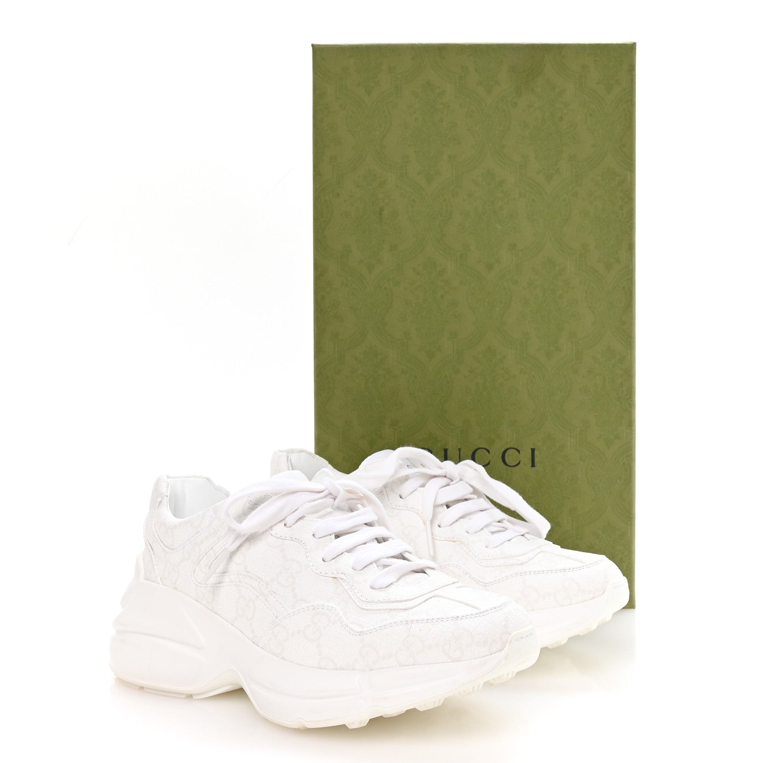 GG Supreme Monogram Womens Rhyton Sneakers 35.5 White