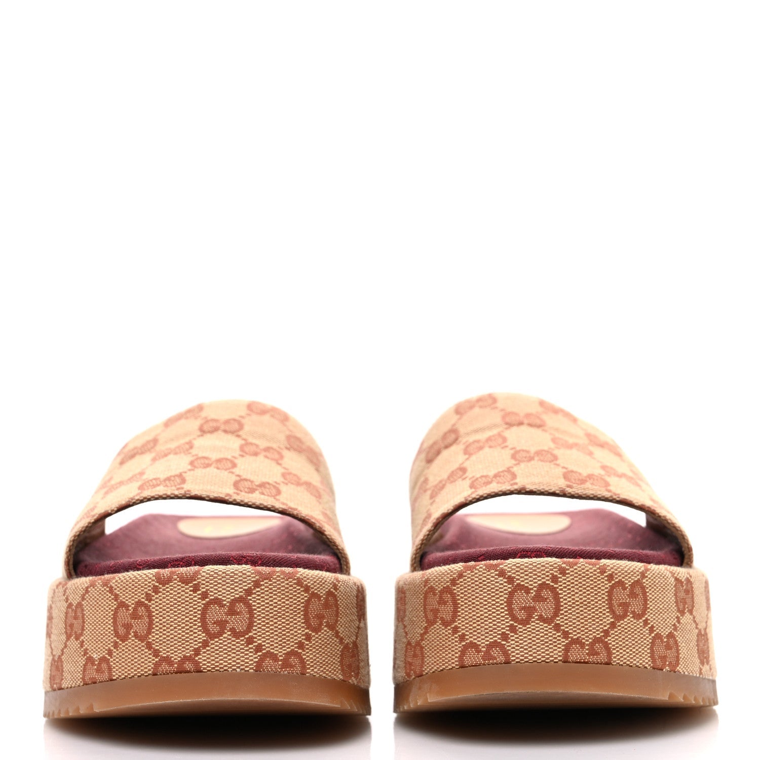Canvas GG Monogram Angelina Platform Slide Sandals 36.5 Beige Ruggine