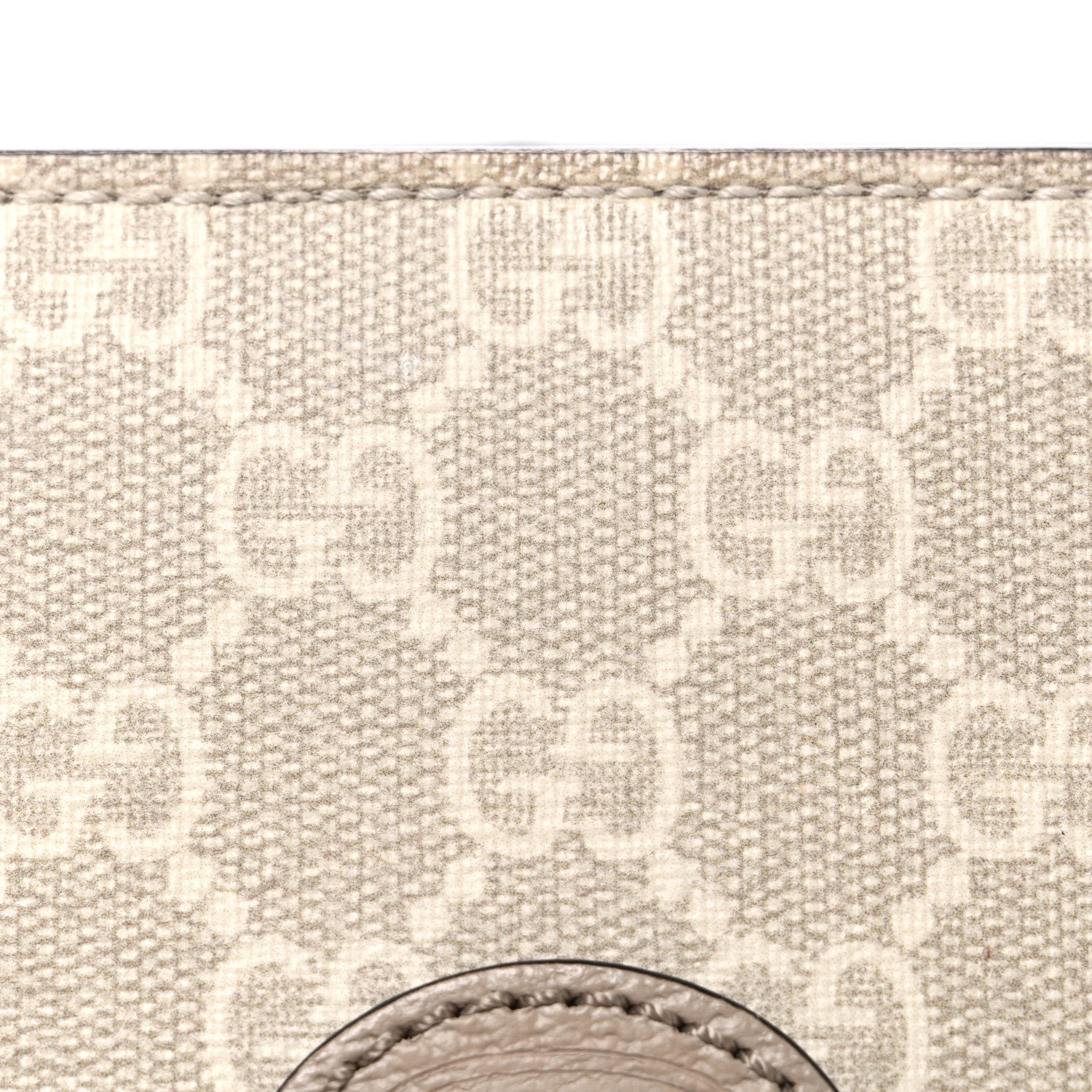 GG Supreme Monogram Textured Dollar Calfskin Small Retro Interlocking G Tote Bag Beige Mystic White Oatmeal
