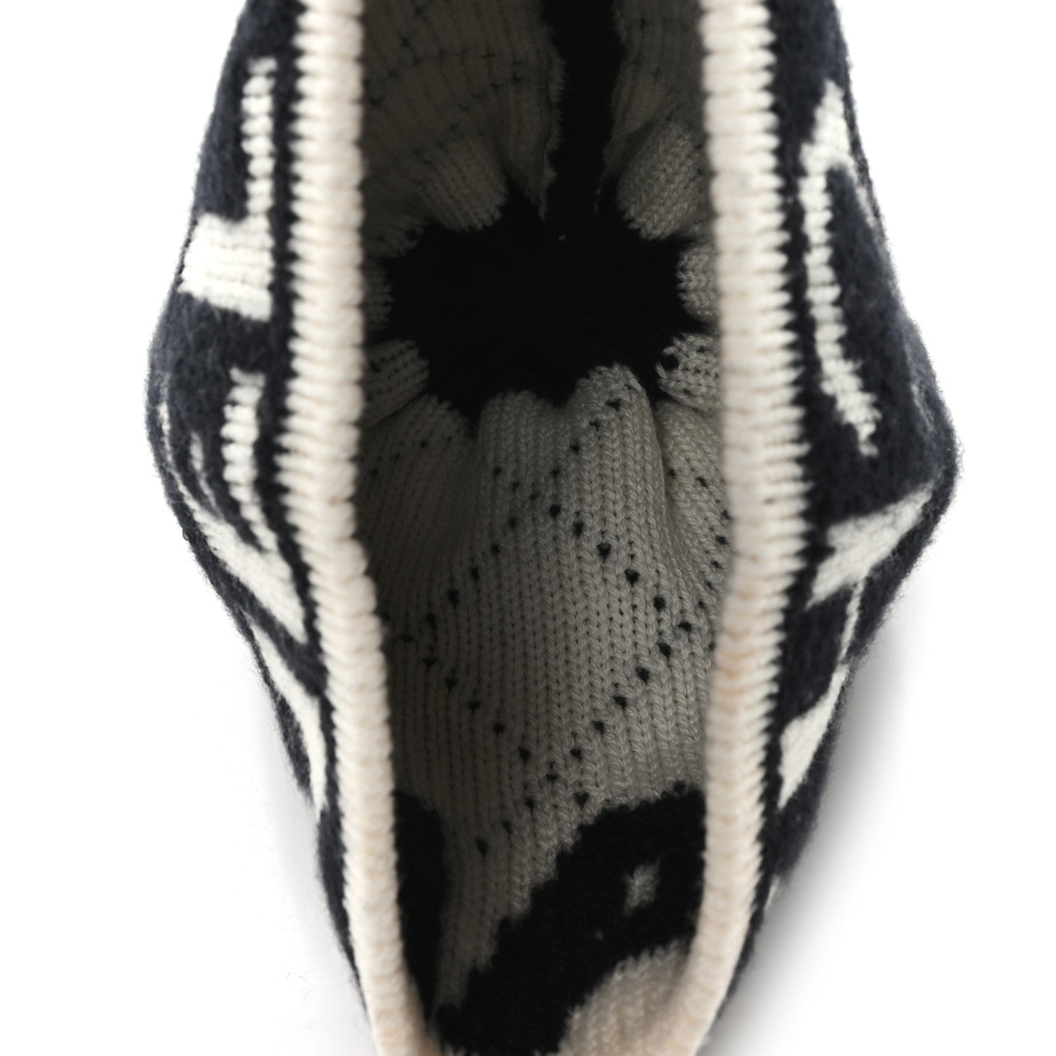 Cashmere Wool Silk Blend Logo Beanie Hat Black White