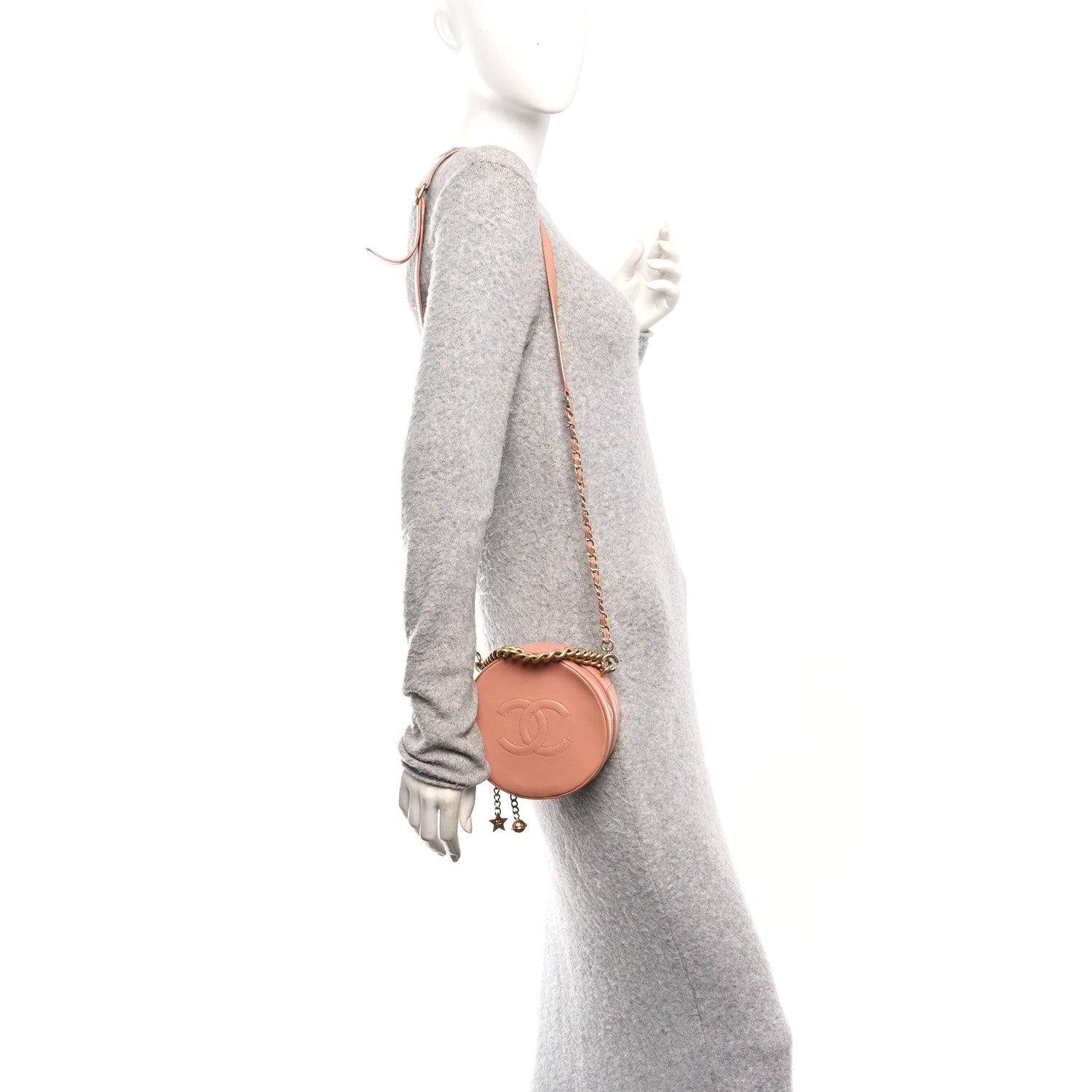 Calfskin Round As Earth Evening Bag Beige