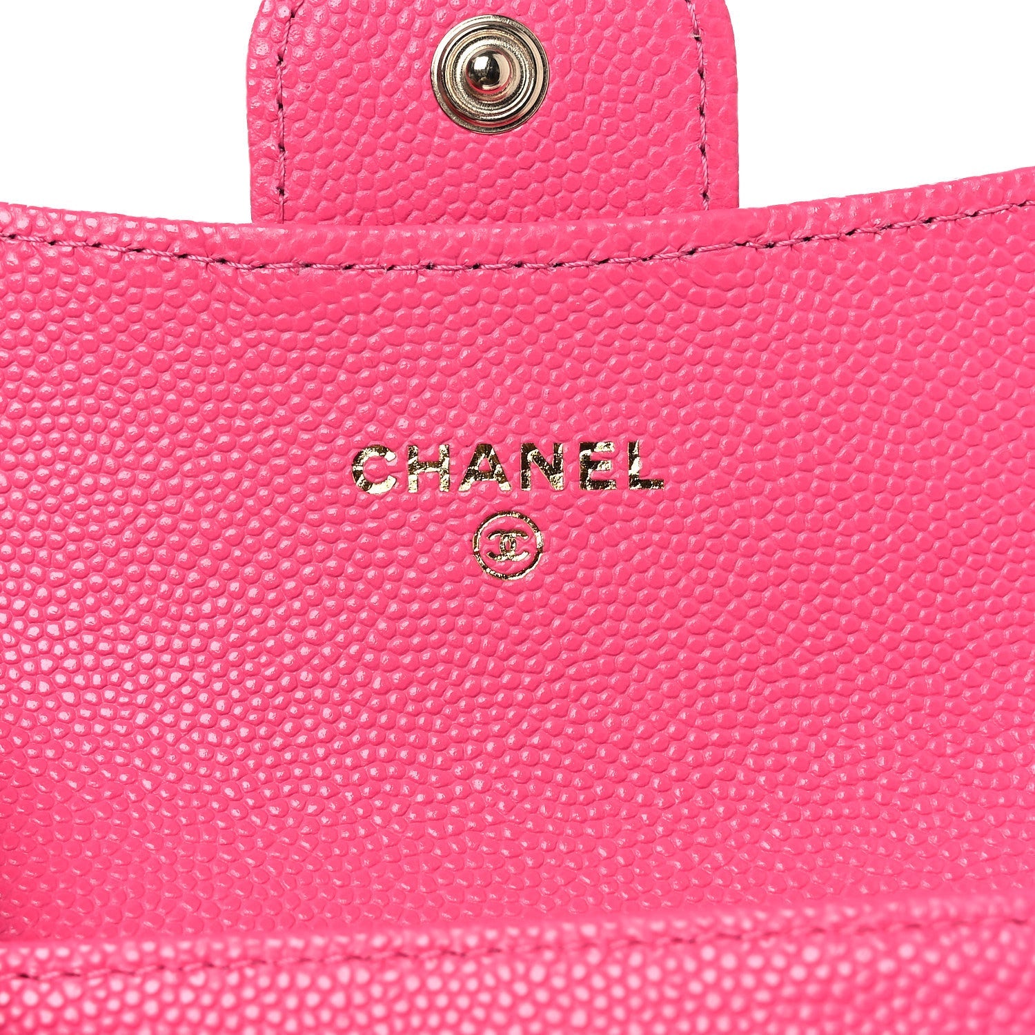 Caviar Quilted Flap Card Holder Wallet Pink