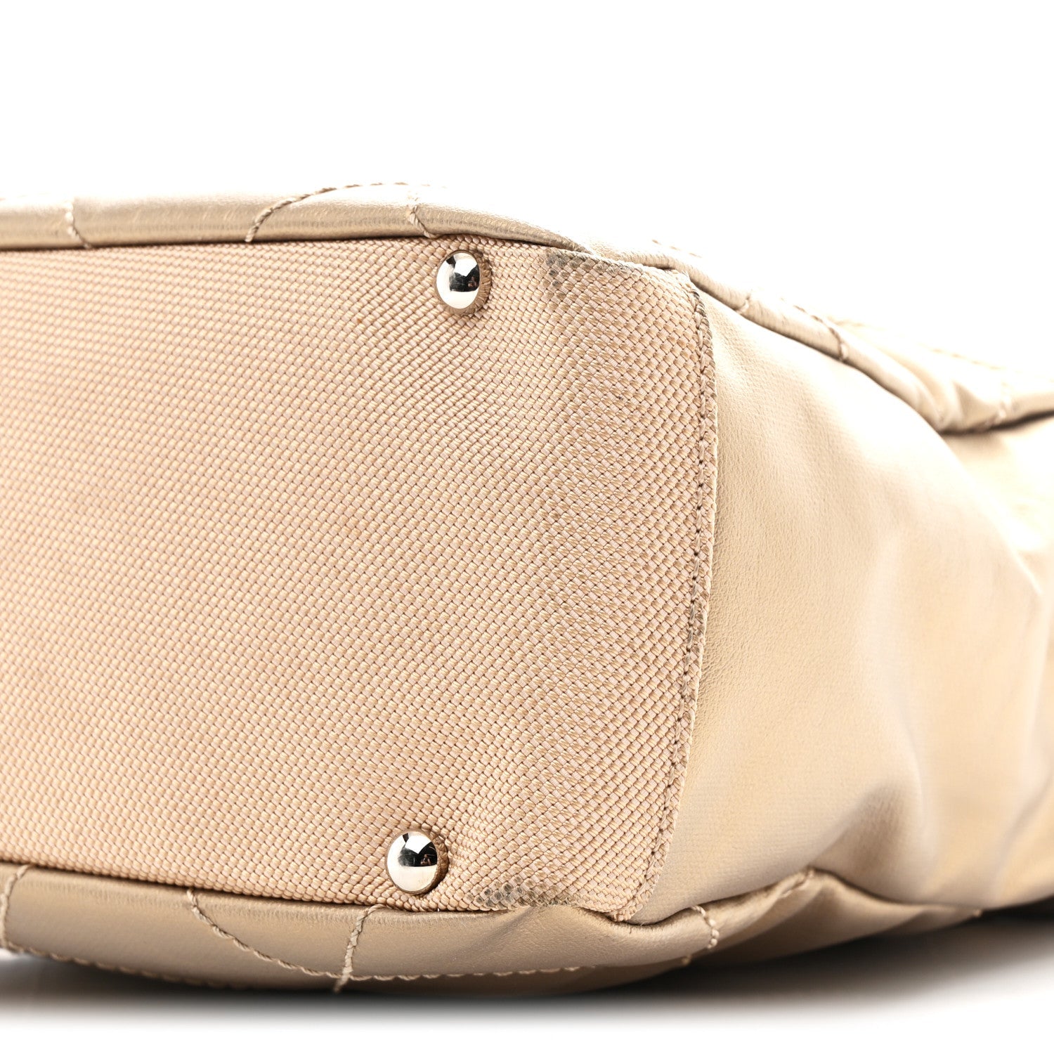 Metallic Coated Canvas Quilted Small Paris Biarritz Tote Gold