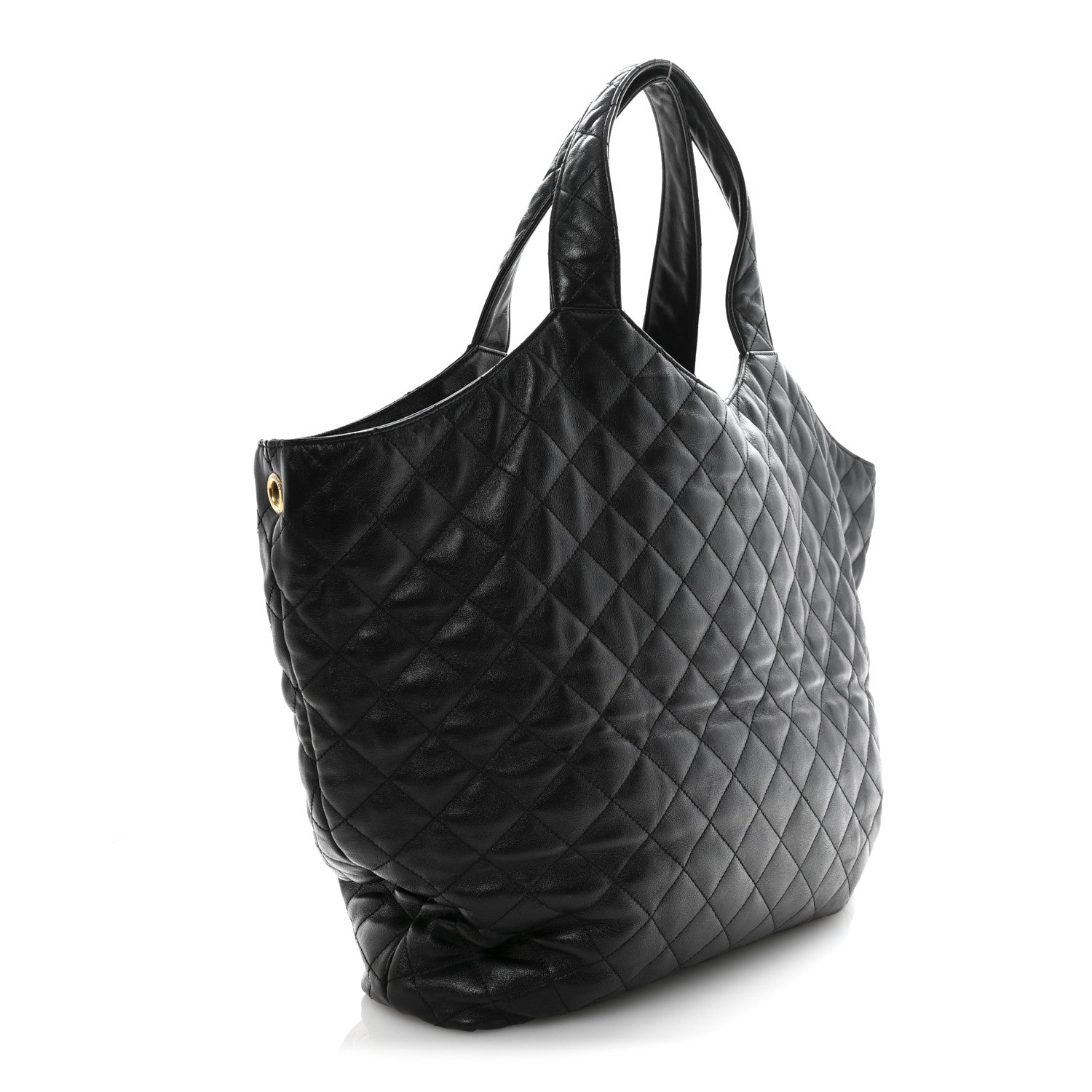 Lambskin Quilted Maxi Icare Shopping Tote Black