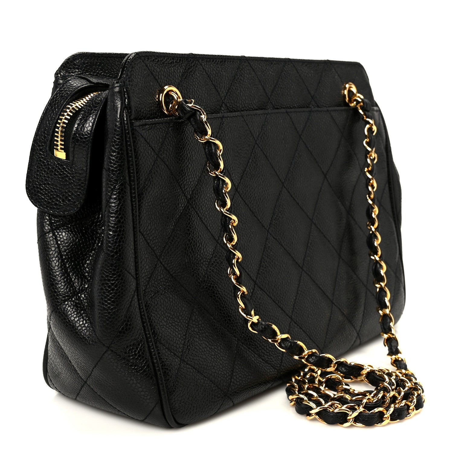 Caviar Quilted Shoulder Bag Black