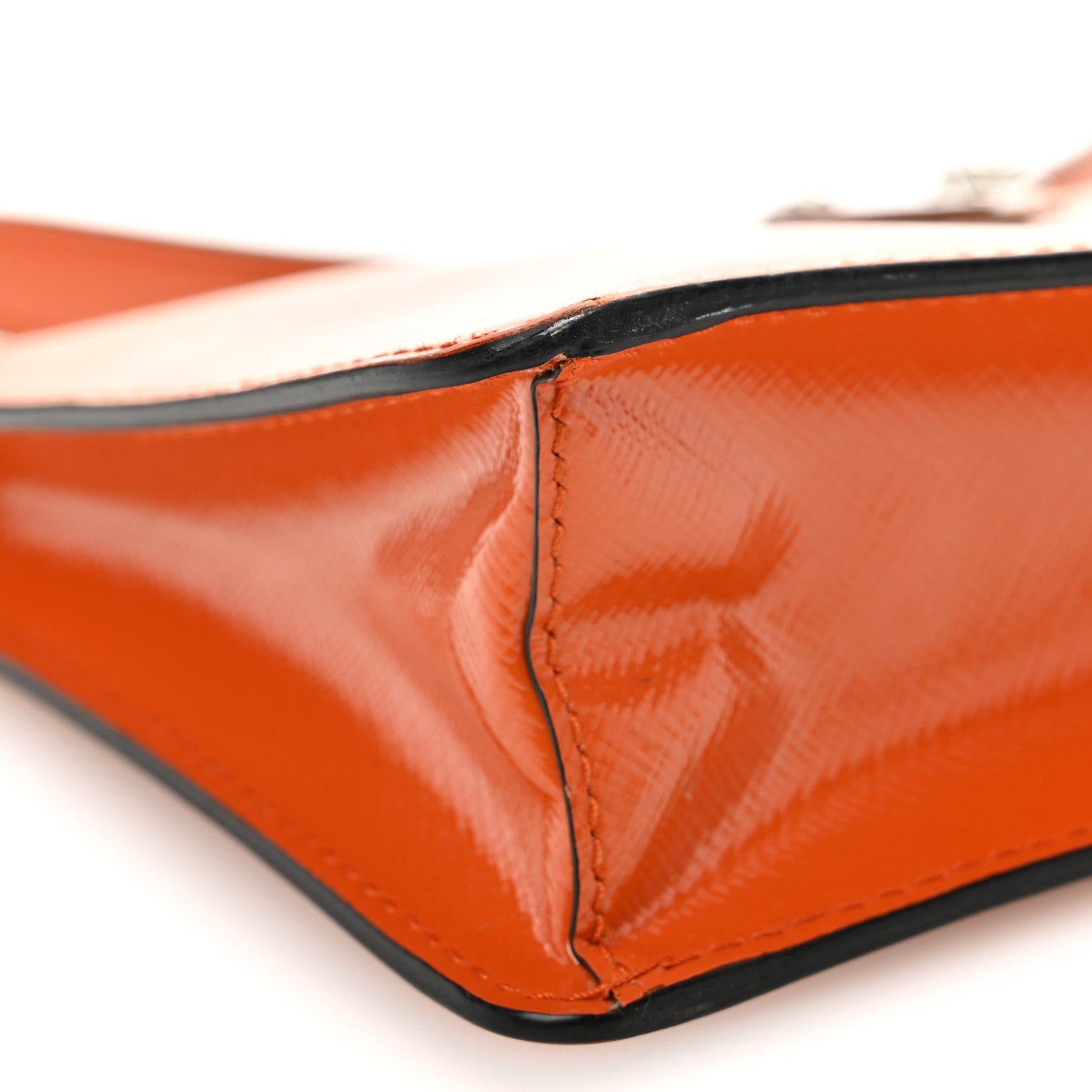 Saffiano Vernice Chain Crossbody Bag Papaya