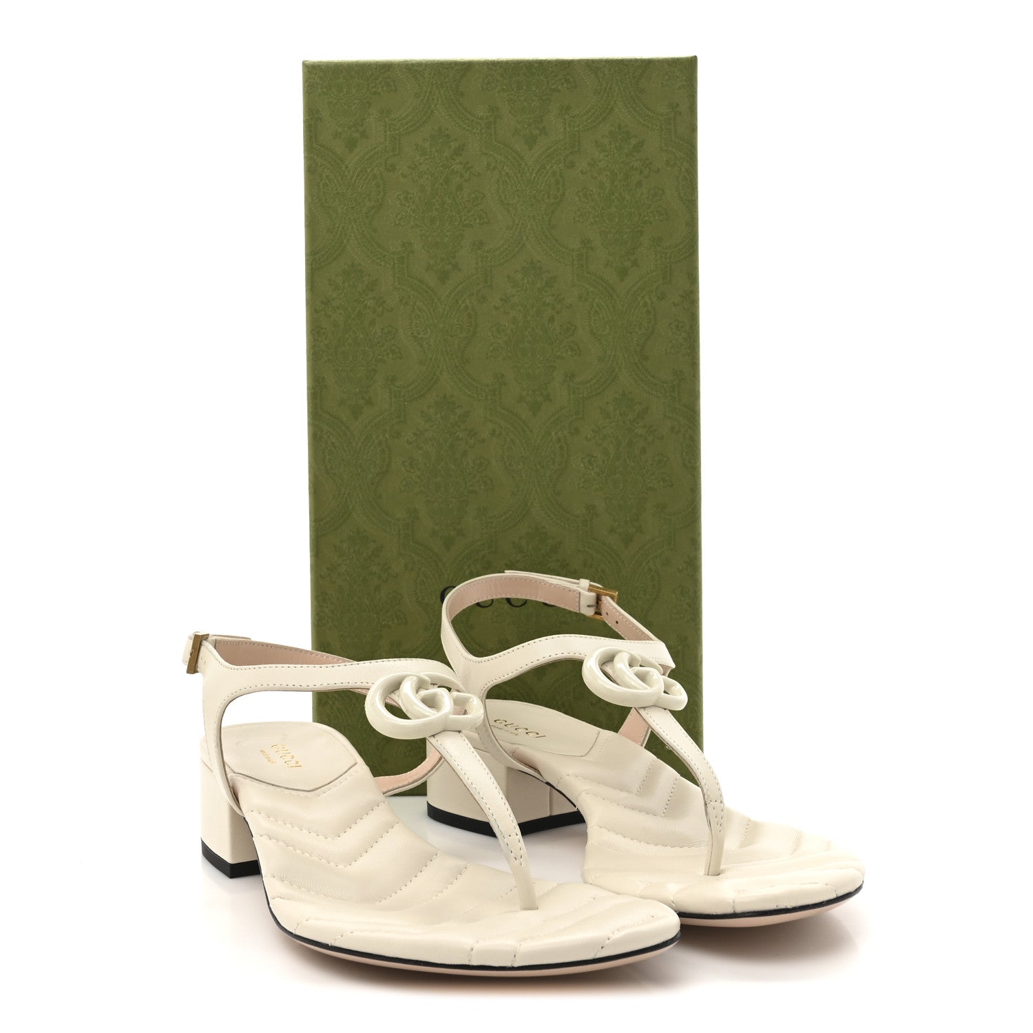 Nappa Matelasse Double G 35mm Thong Sandals 38 Mystic White