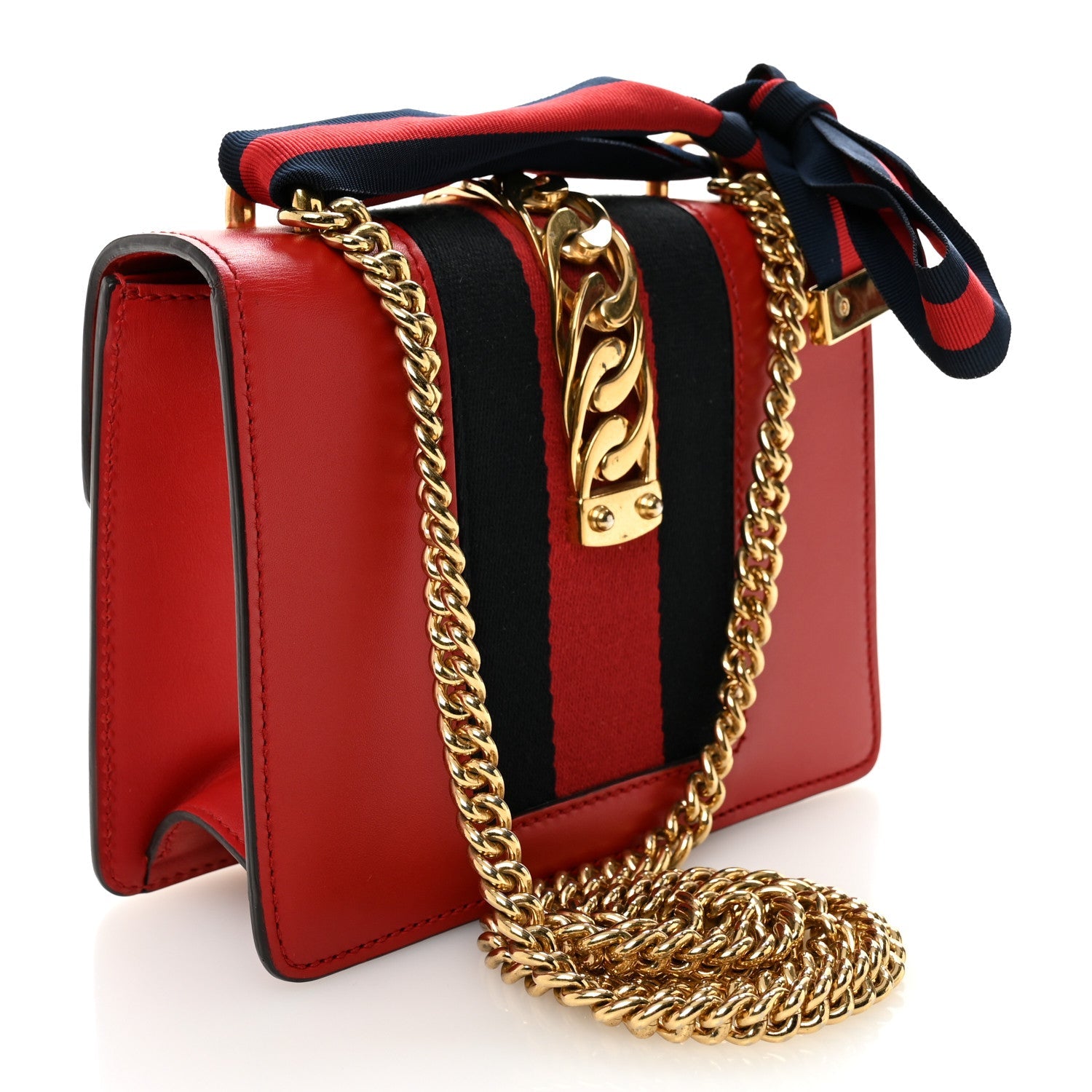 Calfskin Mini Sylvie Chain Shoulder Bag Hibiscus Red
