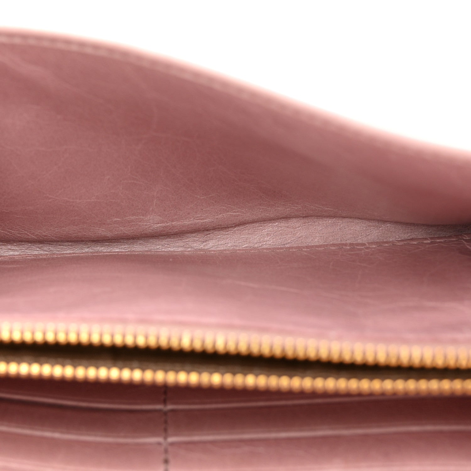 Glossy Calfskin Triangle Quilted Triangle Continental Flap Wallet Light Pink