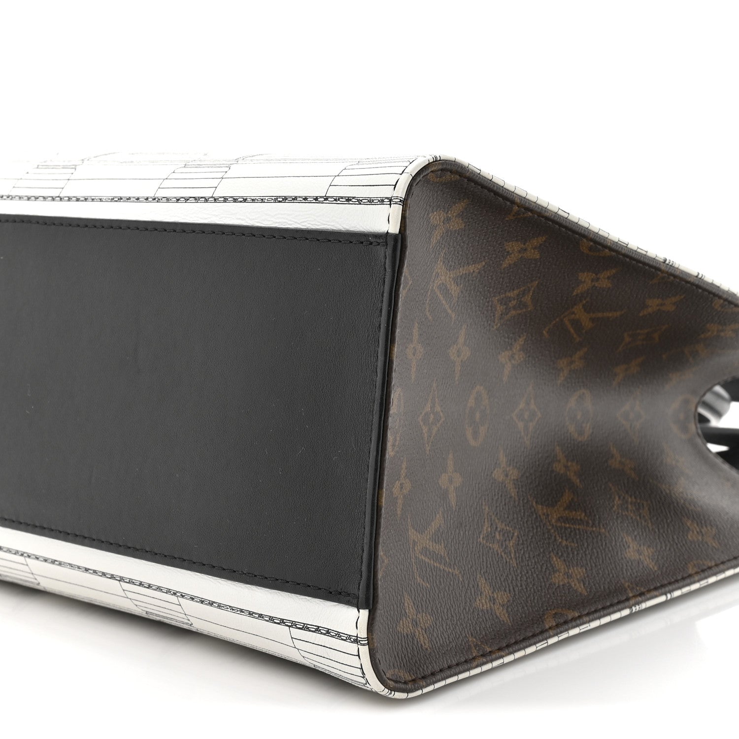 X FORNASETTI Calfskin Architettura Onthego MM Black White
