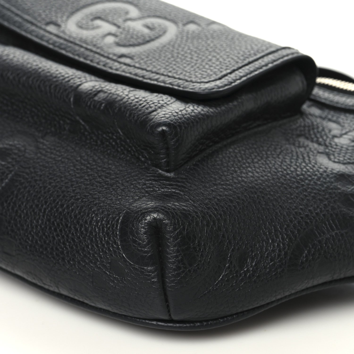 Piuma Calfskin Jumbo GG Embossed Pocket Belt Bag  Black