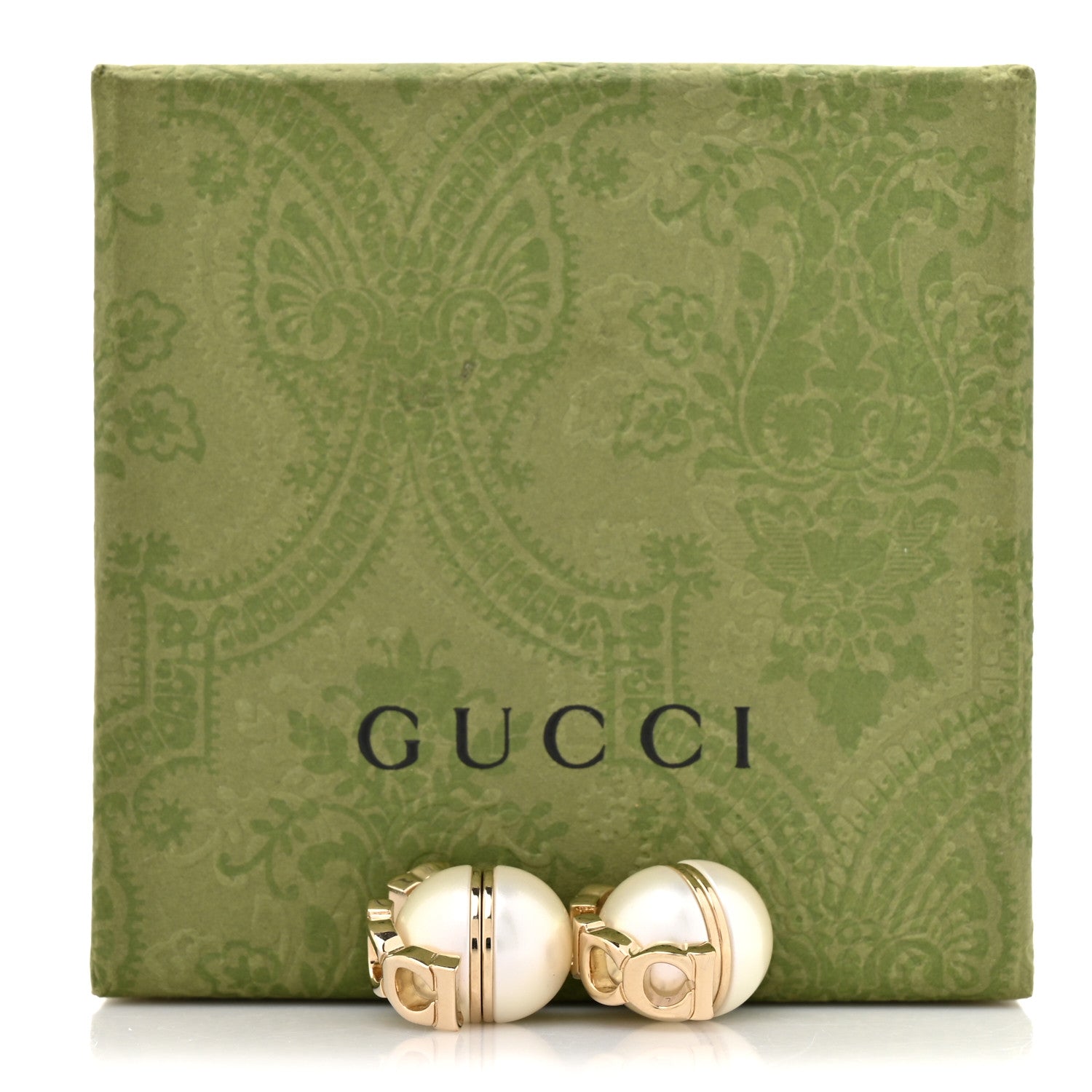 Metal Pearl Logo Magnetic Earrings Gold