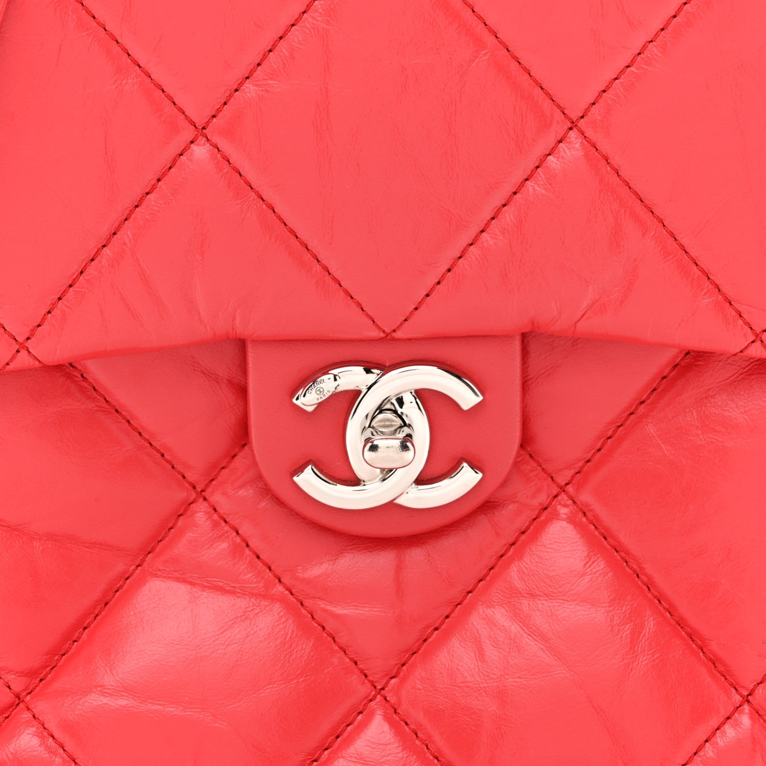 Aged Calfskin Quilted Top Handle Camera Case Red