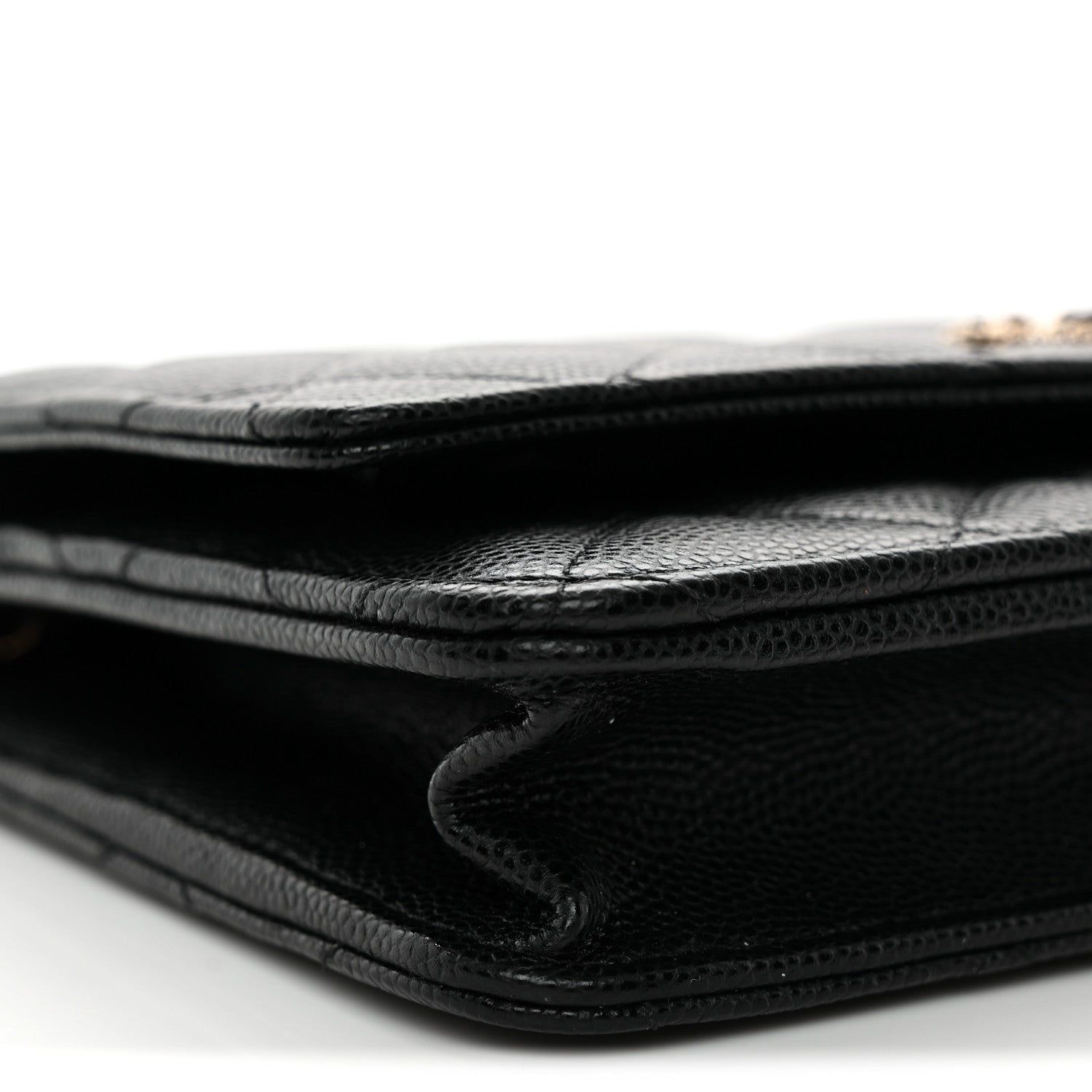Caviar Quilted Crystal CC Wallet On Chain WOC Black