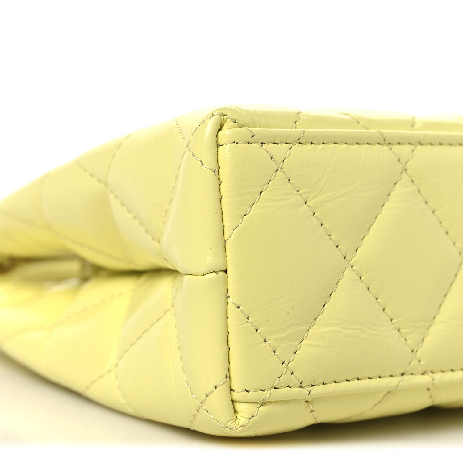 Shiny Aged Calfskin Quilted Nano Kelly Shopper Light Yellow