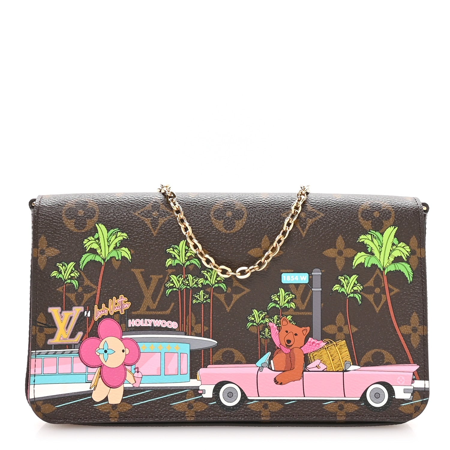Monogram 2021 Christmas Animation Hollywood Pochette Felicie Chain Wallet Fuchsia