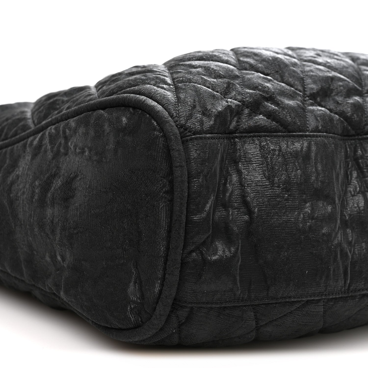 Crinkled Coated Canvas Le Marais Hobo Black