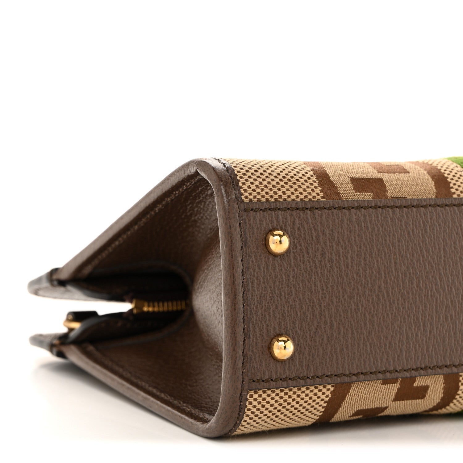 Monogram Jumbo GG Textured Dollar Calfskin Web Small Ophidia Slip Handle Tote Beige Ebony New Acero