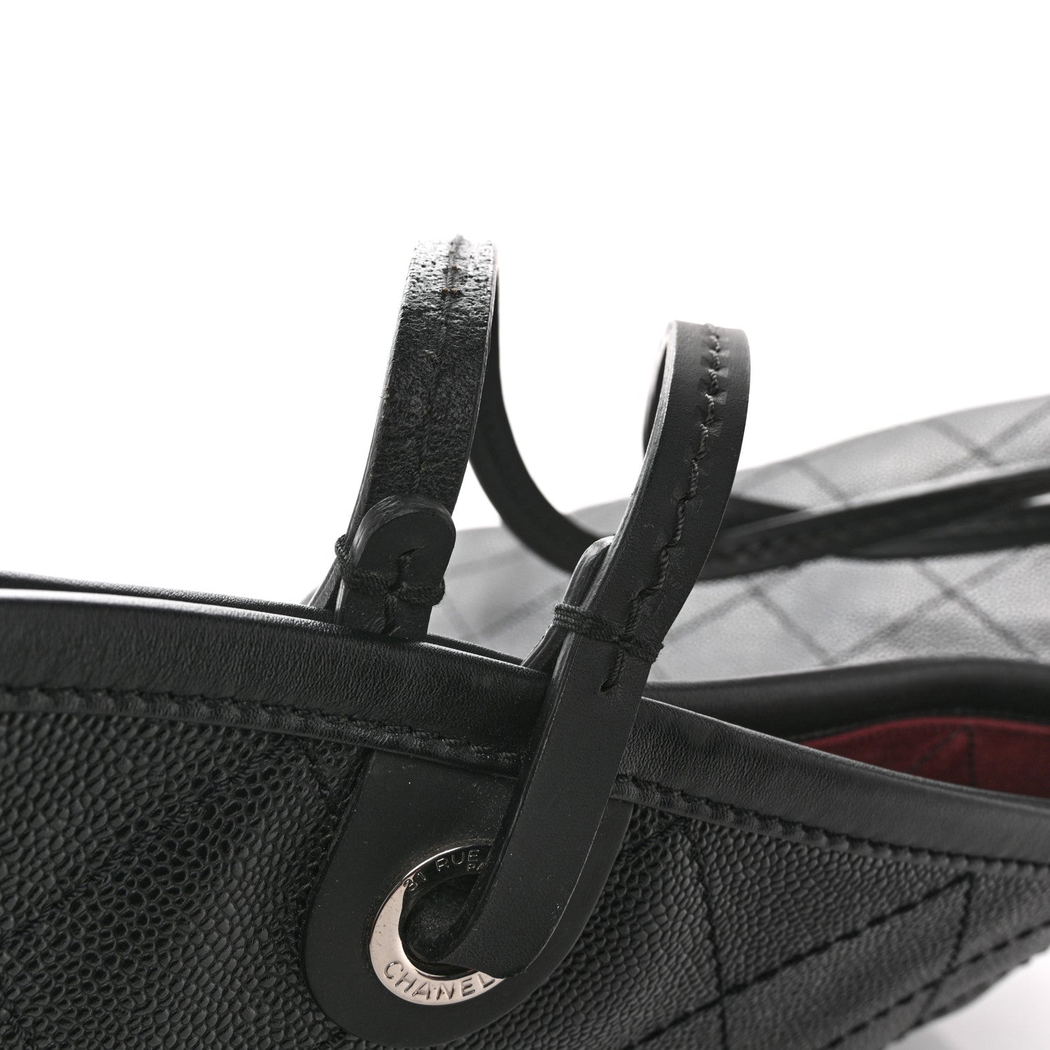 Grained Calfskin Large Shopping Fever Tote Black