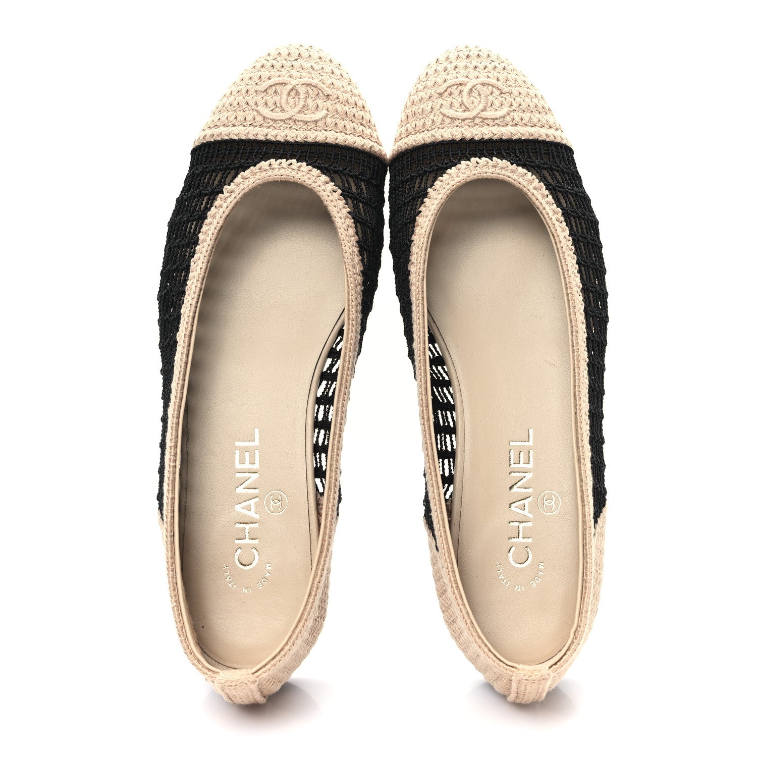 Raffia Cap Toe Ballerina Flats 39 Black Beige
