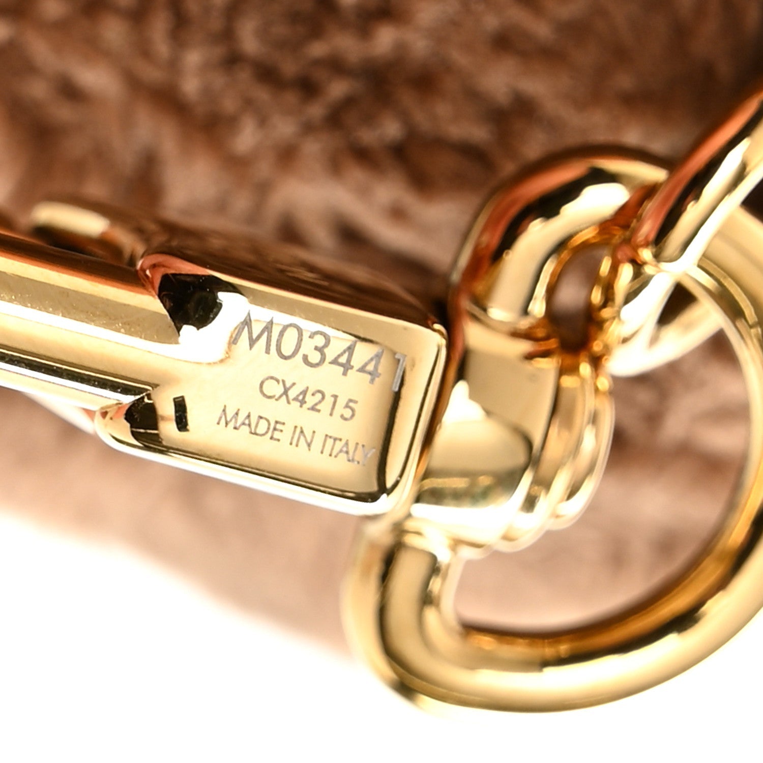 Faux Fur LV Oak Snow Bag Charm Key Holder Brown